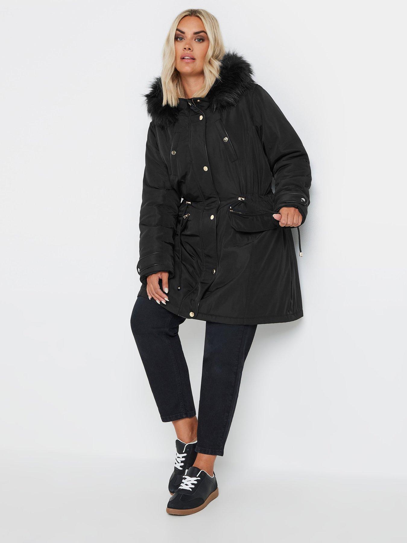 yours-curve-plush-fur-trim-parka-blackback