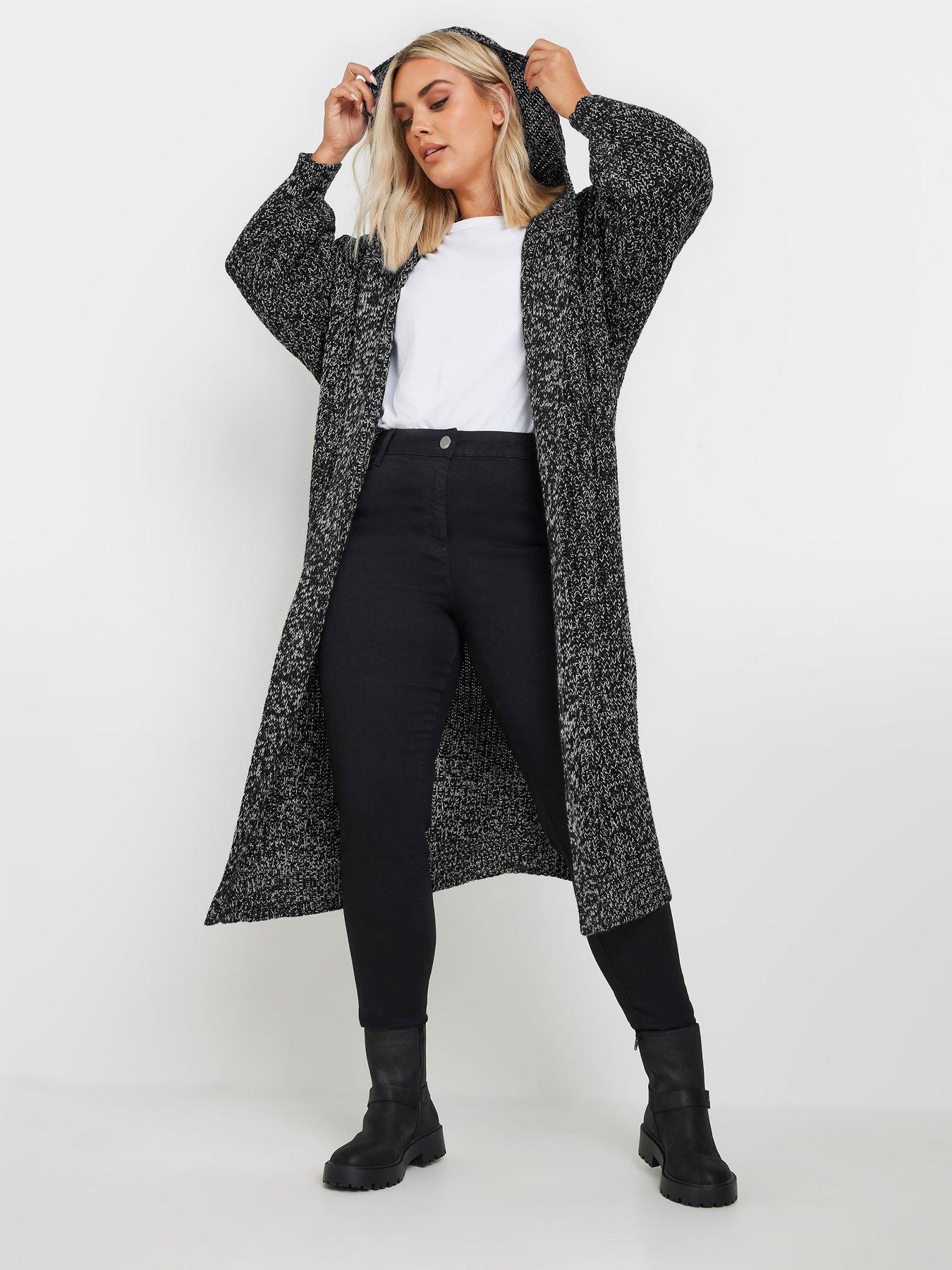 yours-curve-hooded-longline-cardigan-black