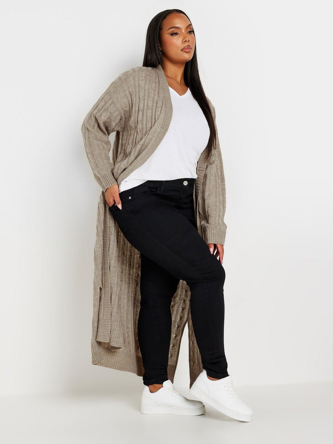 yours-curve-maxi-cable-knit-cardigan-greyback