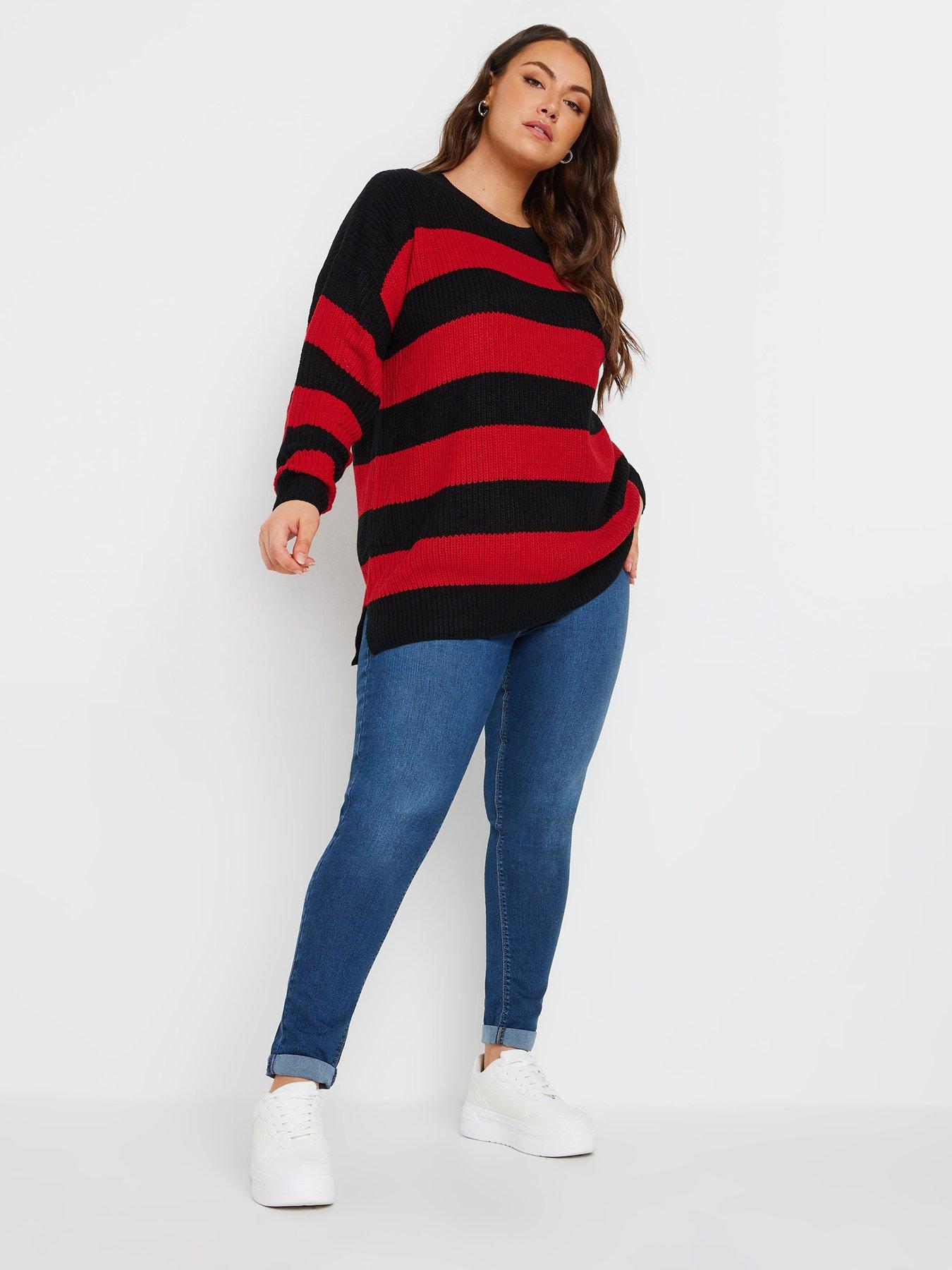 yours-curve-striped-drop-shoulder-jumperback