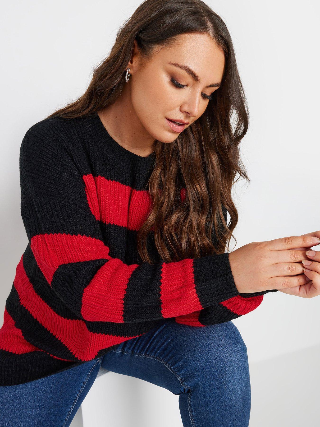 yours-curve-striped-drop-shoulder-jumperoutfit