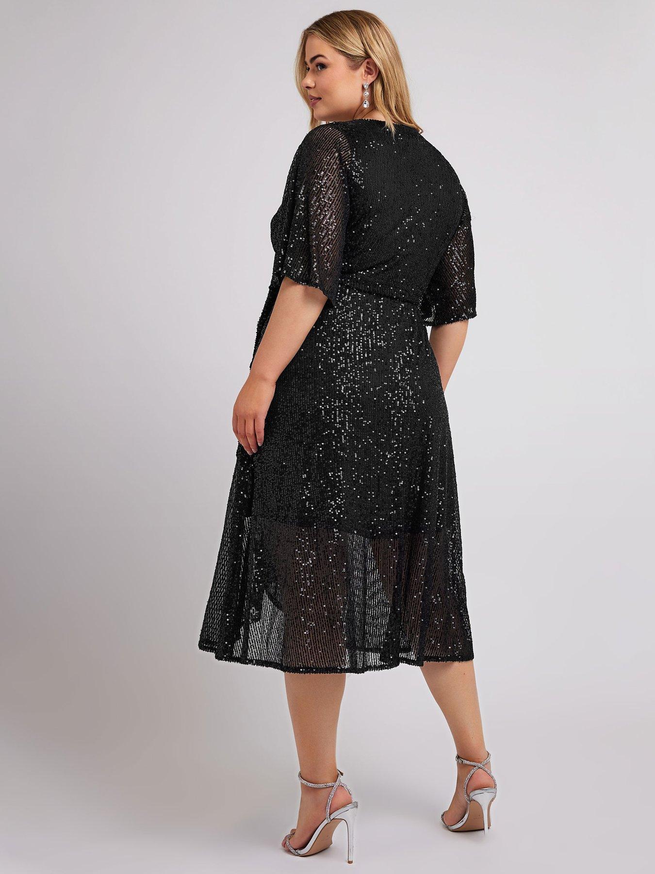 yours-curve-sequin-wrap-tulip-dress-blackstillFront