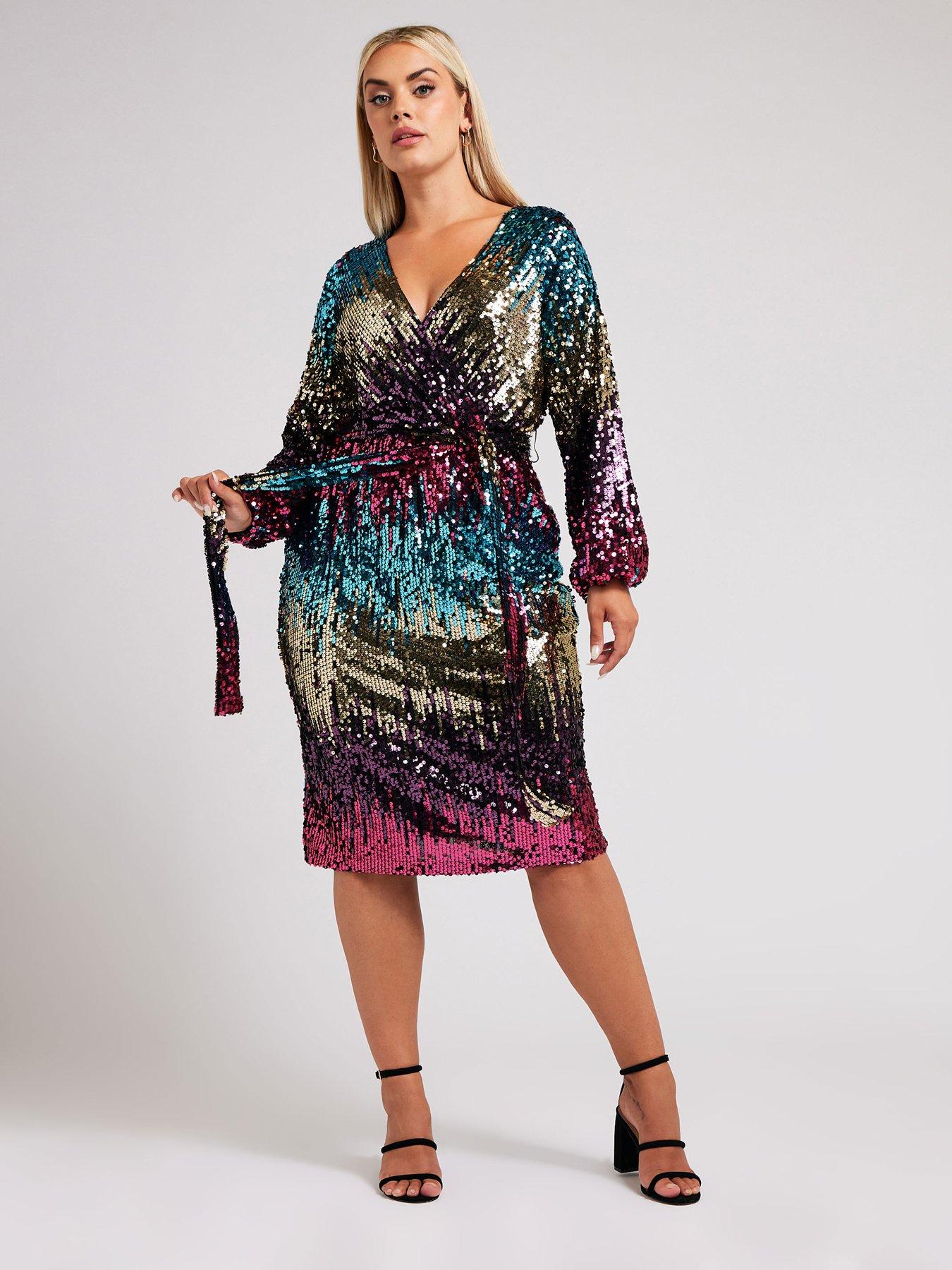 yours-curve-sequin-ombre-wrap-dress