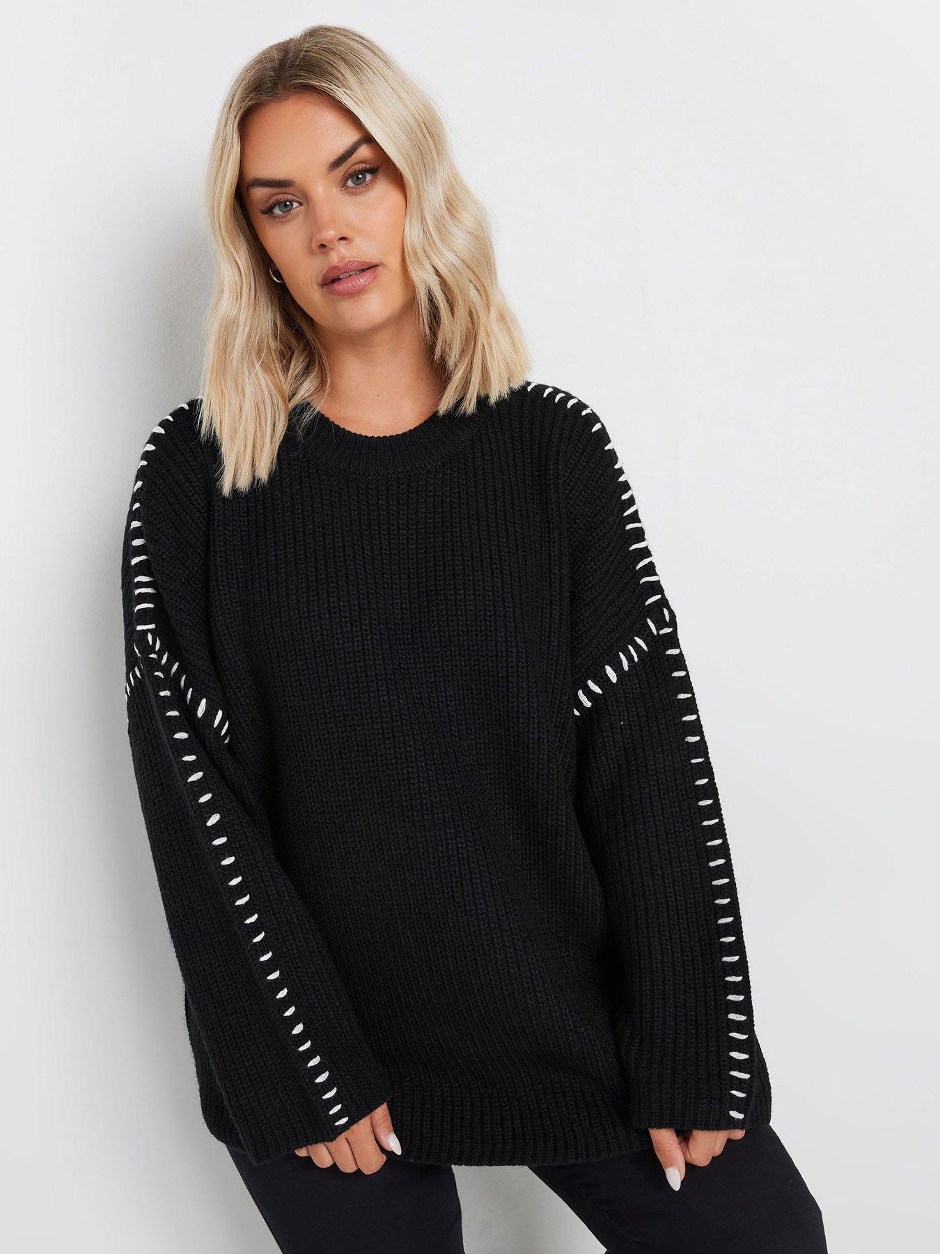 yours-curve-blanket-stitch-jumper-black