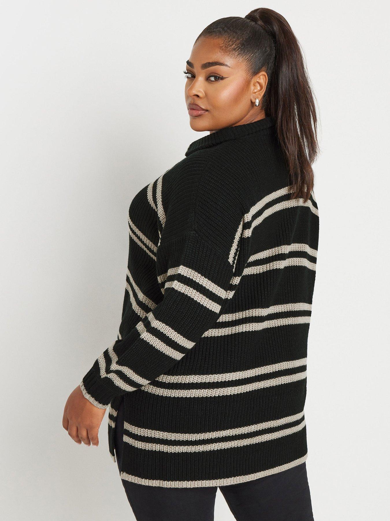 yours-curve-stripe-quarter-zip-jumper-blackstillFront