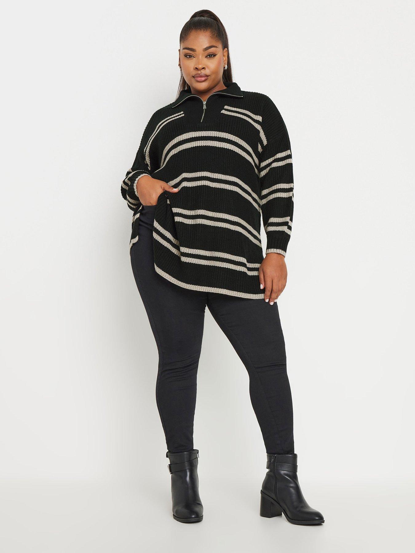 yours-curve-stripe-quarter-zip-jumper-blackback