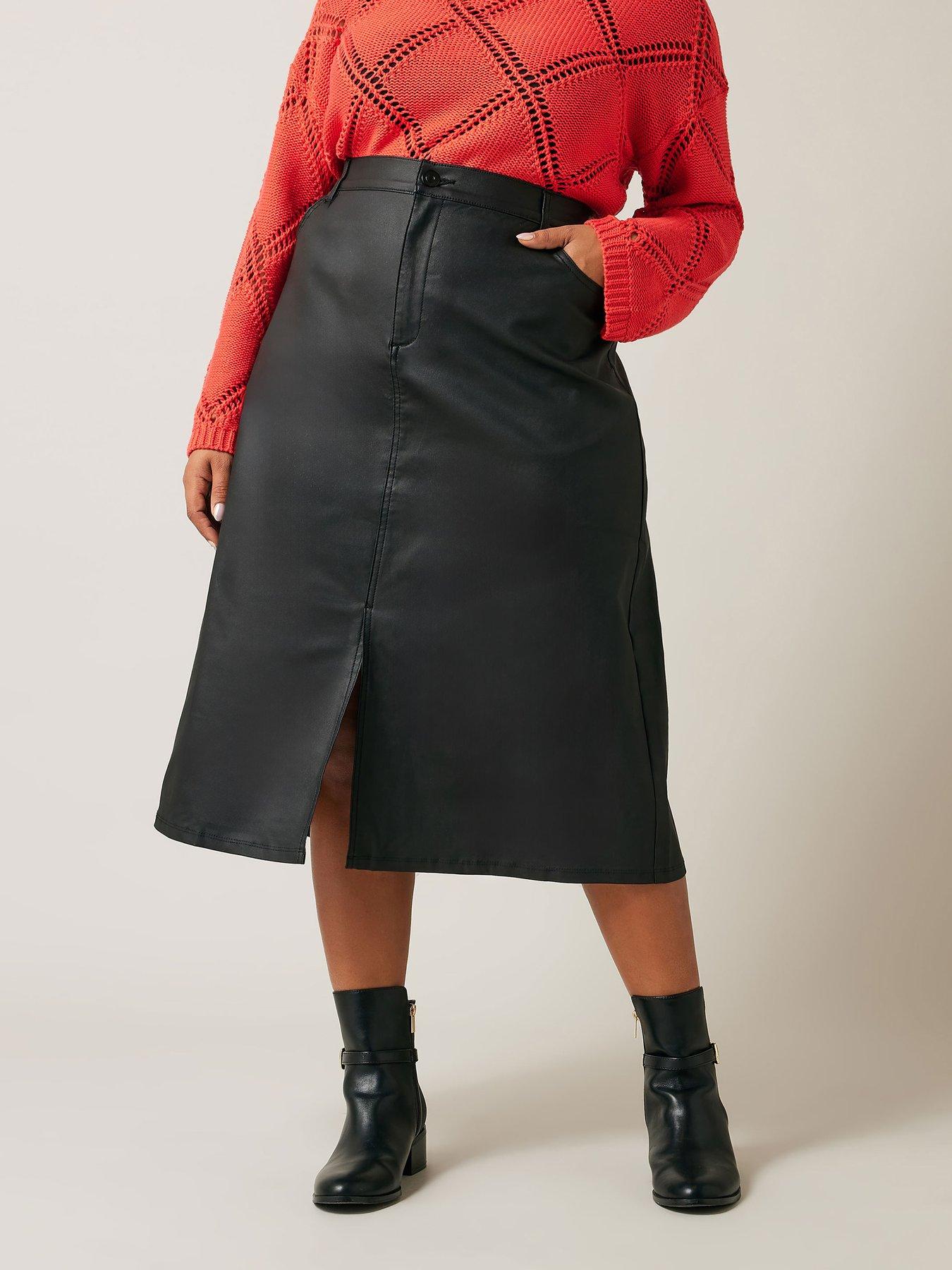 evans-pu-coated-skirt-black