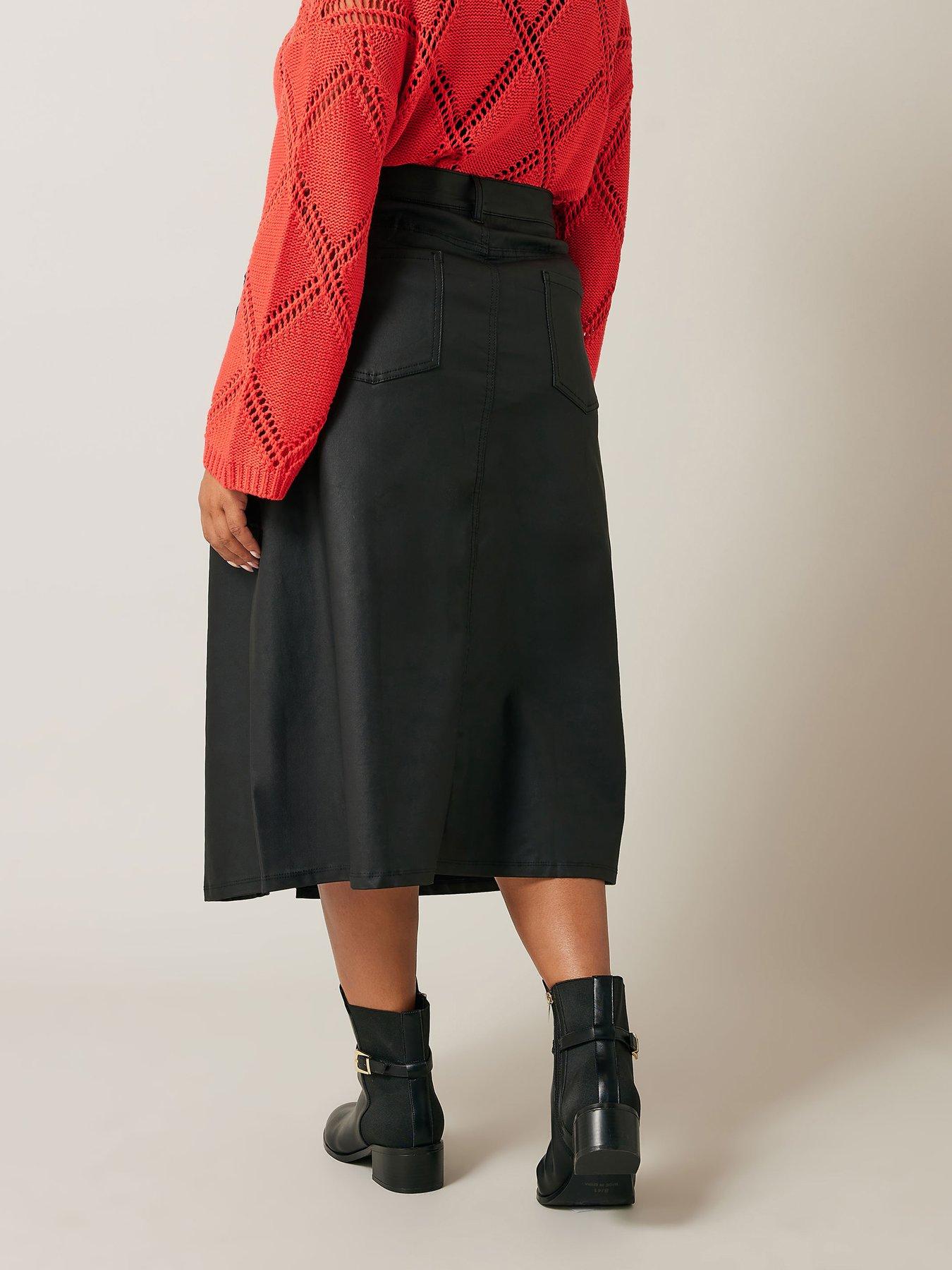 evans-pu-coated-skirt-blackstillFront