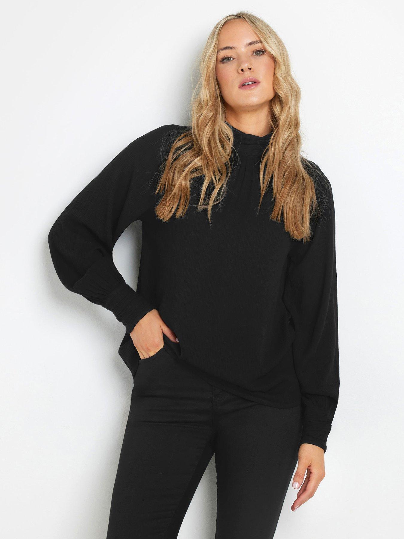 long-tall-sally-tall-high-neck-crinkle-top-blackfront