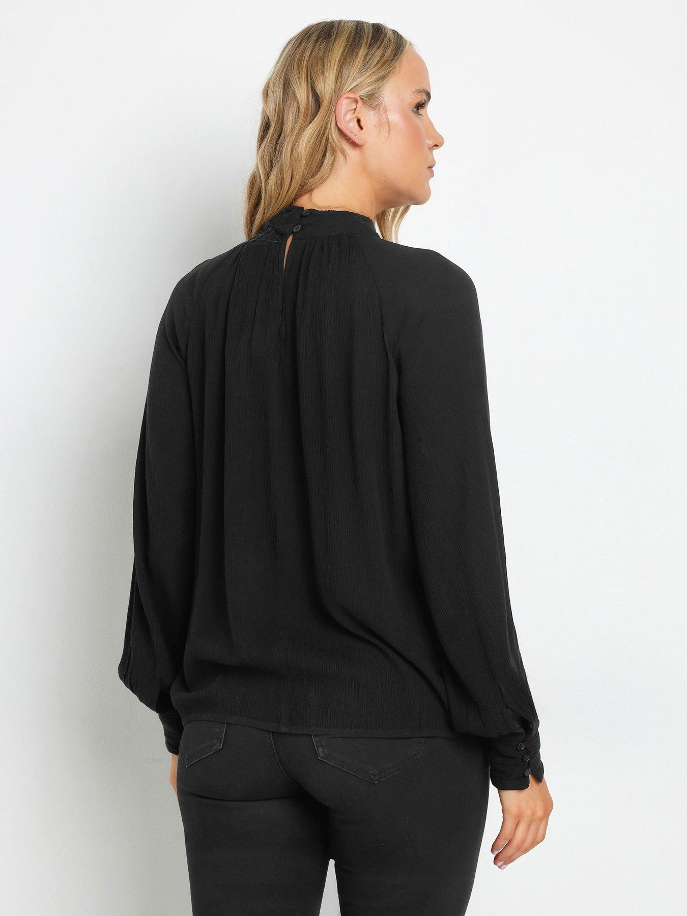 long-tall-sally-tall-high-neck-crinkle-top-blackstillFront