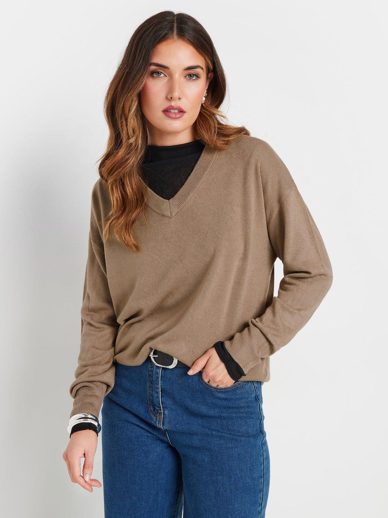 long-tall-sally-tall-v-neck-jumper-beige