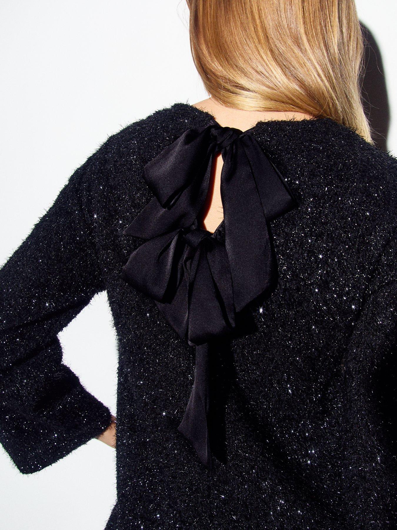 new-look-bow-back-tinsel-long-sleeve-mini-dress-blackoutfit