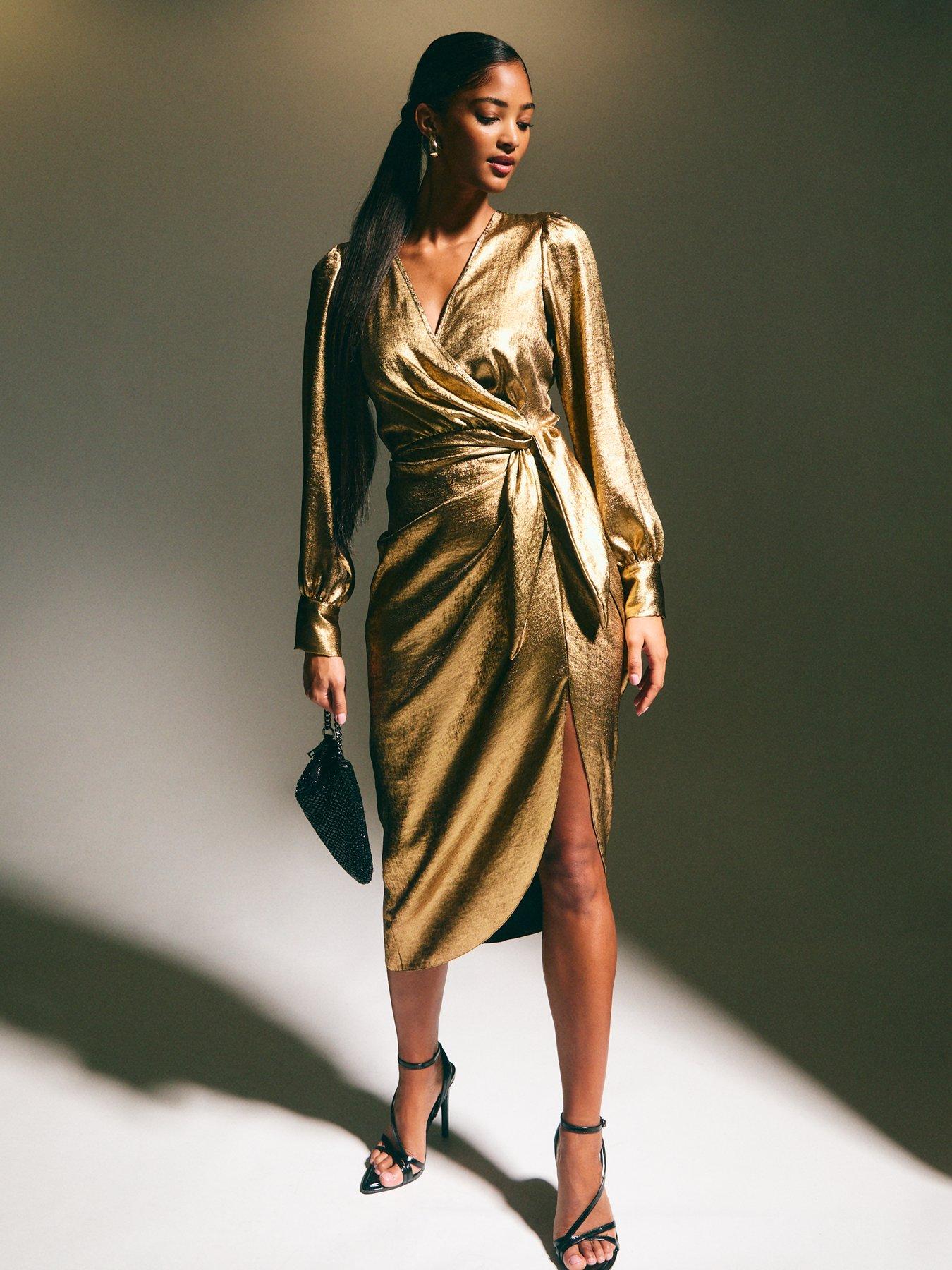 new-look-gold-foil-long-sleeve-wrap-midi-dressdetail