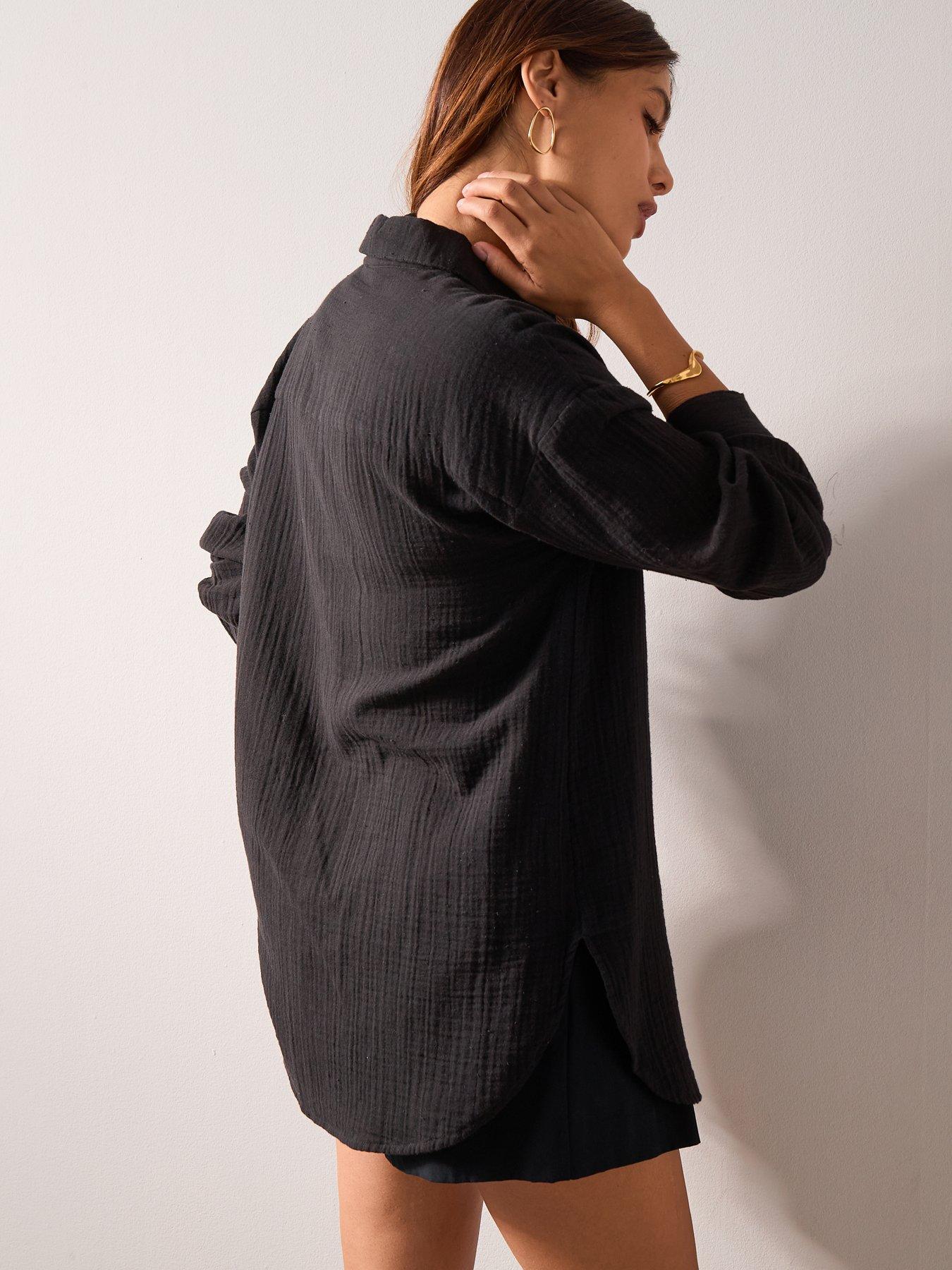 Image 2 of 7 of V by Very Long Sleeve Beach Shirt - Black