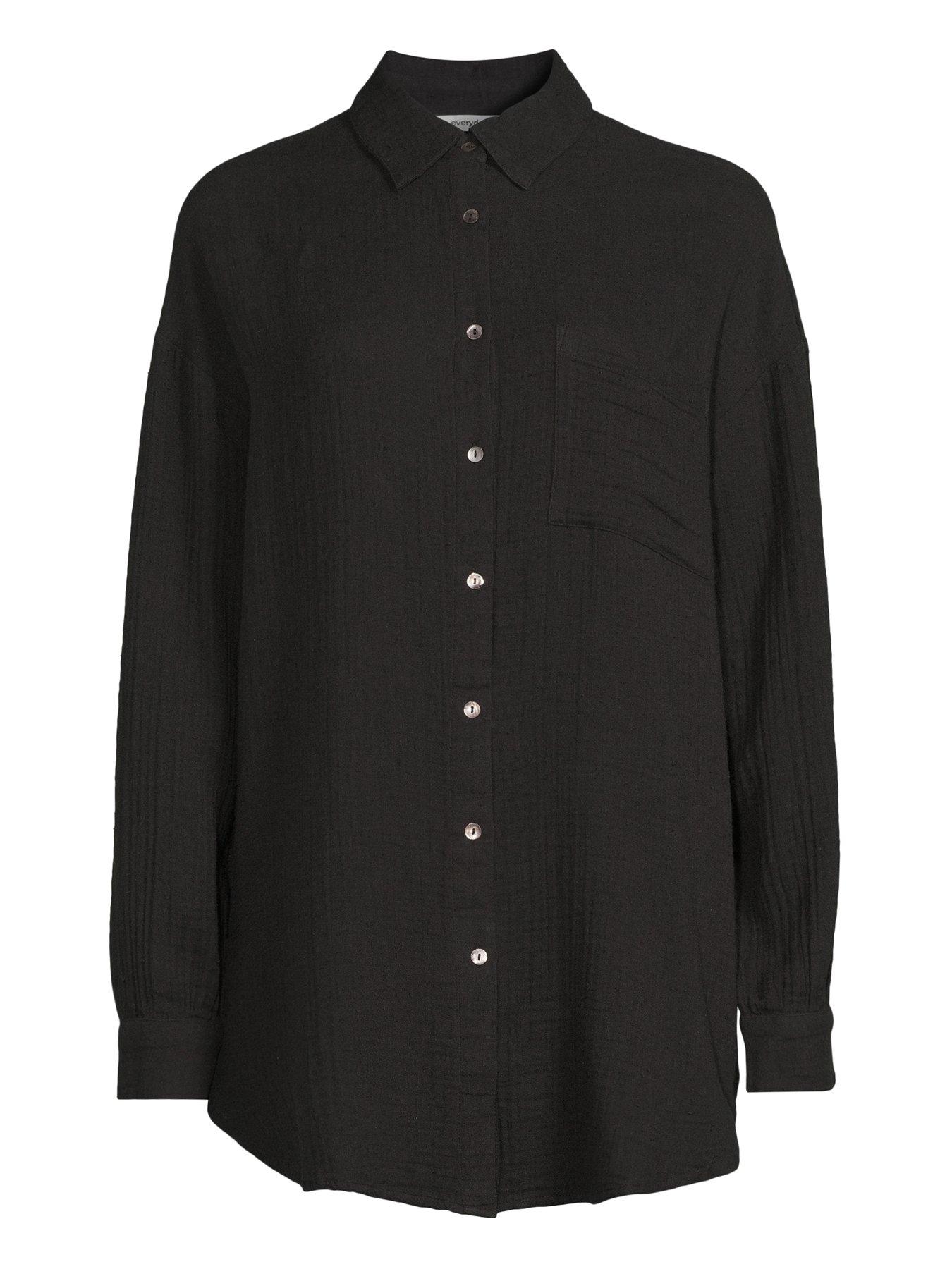 Image 7 of 7 of V by Very Long Sleeve Beach Shirt - Black