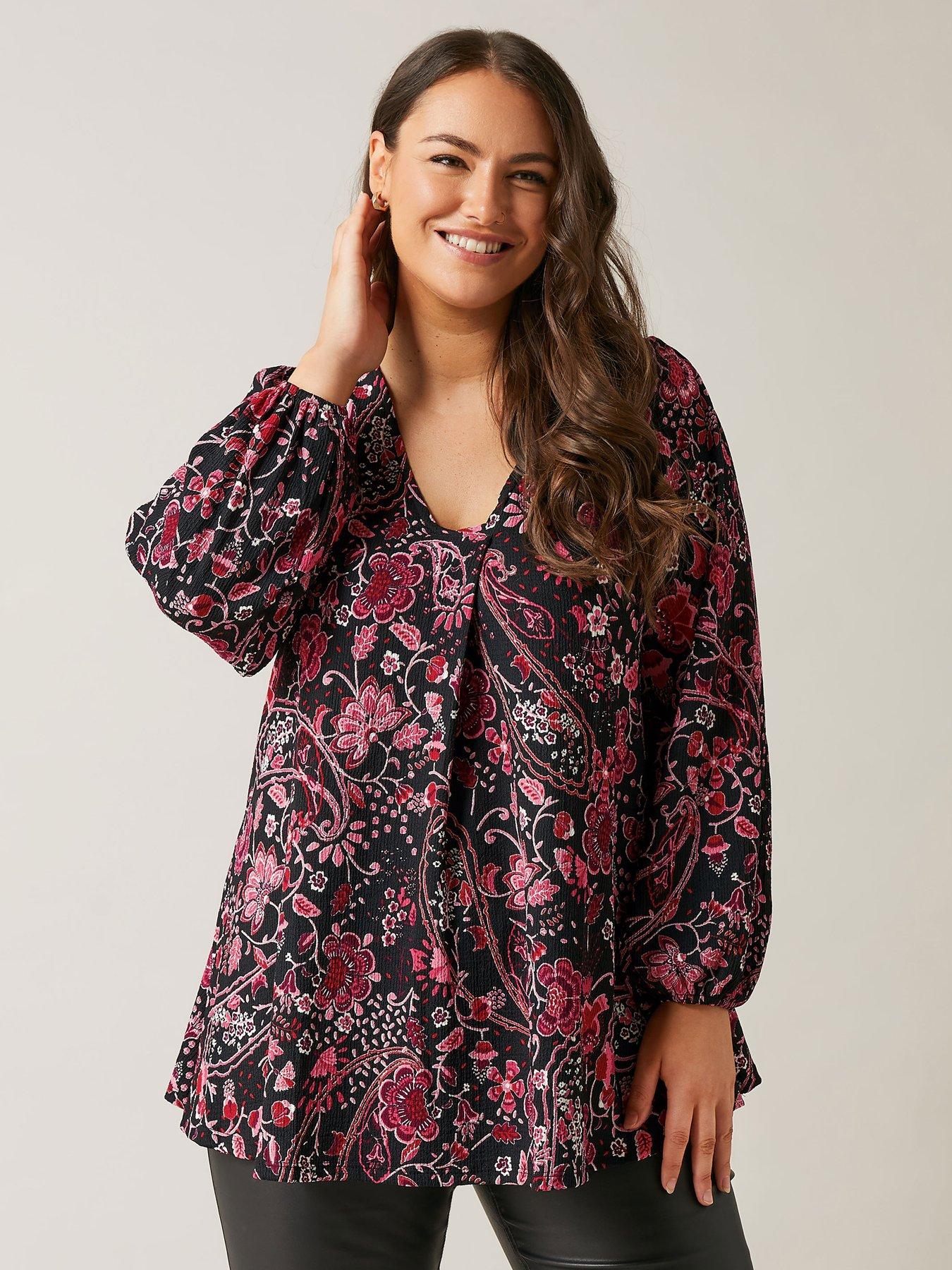 evans-floral-pintuck-blouse