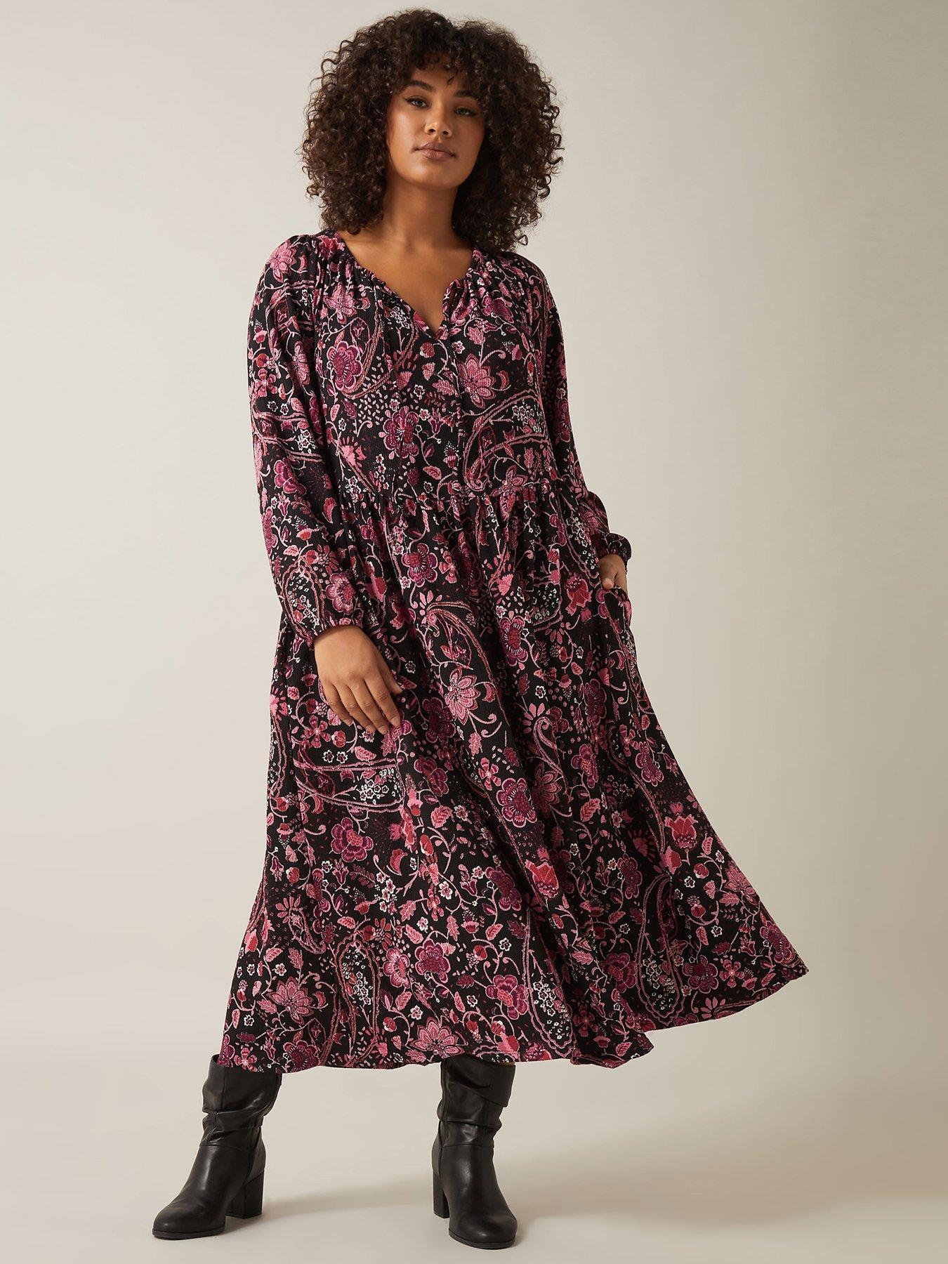 evans-crinkle-boho-dress-black