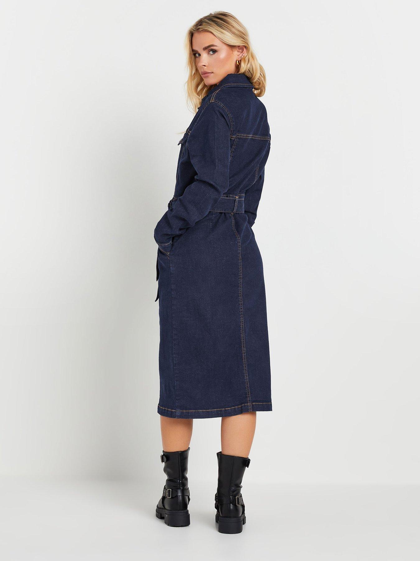 pixiegirl-petite-button-through-belted-dress-bluestillFront