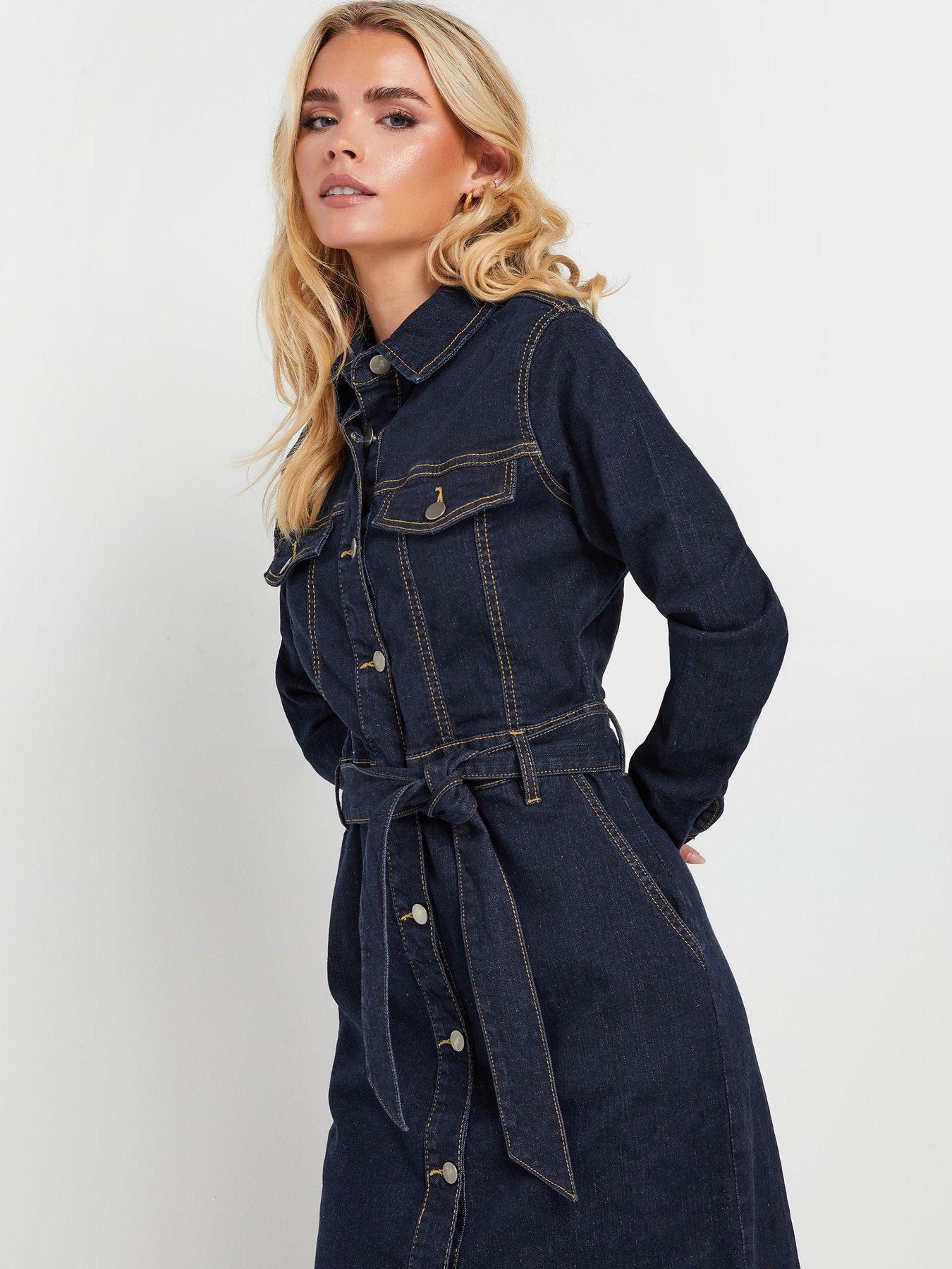 pixiegirl-petite-button-through-belted-dress-blueoutfit