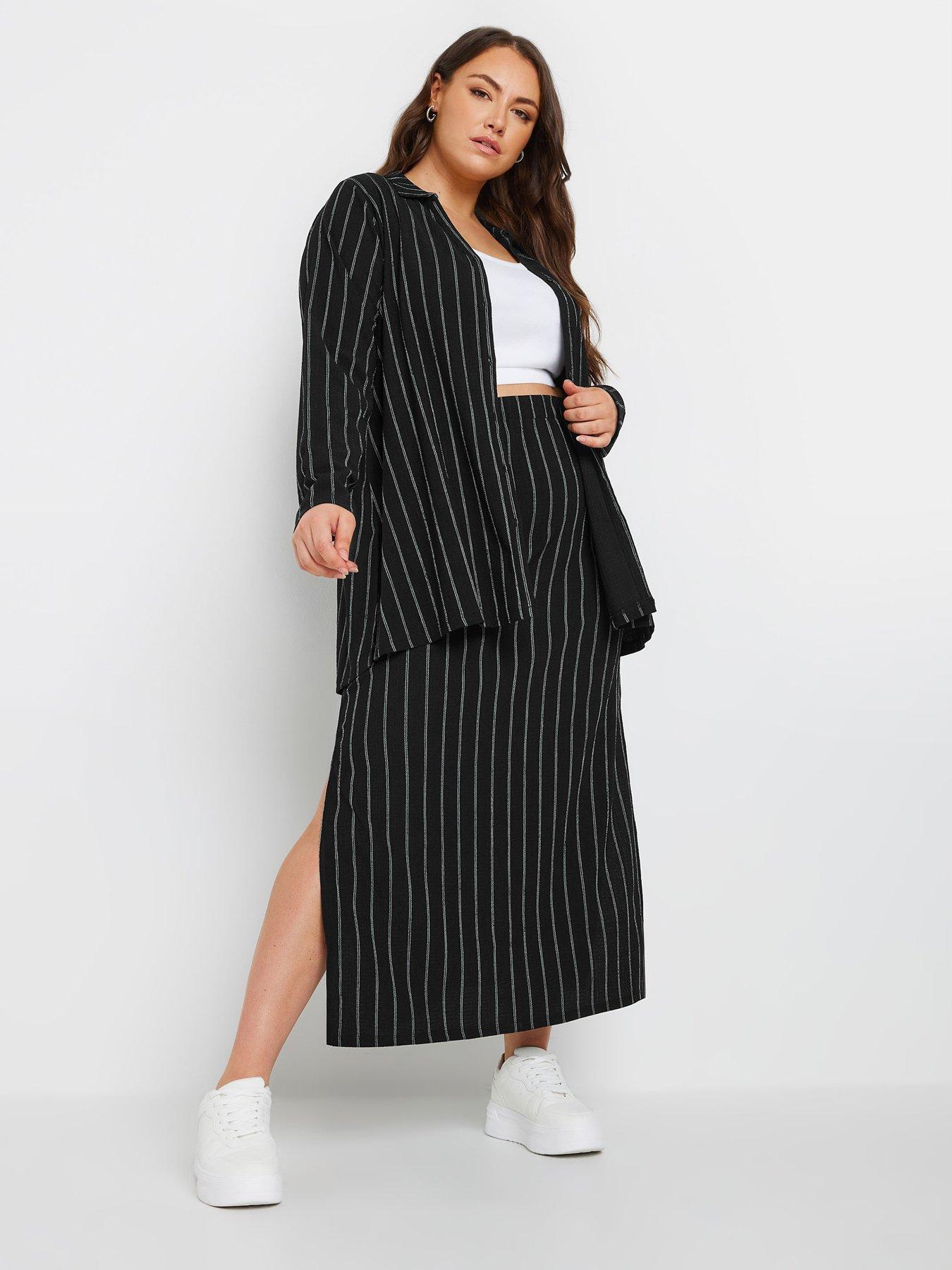 yours-curve-pinstripe-textured-shirt-blackback