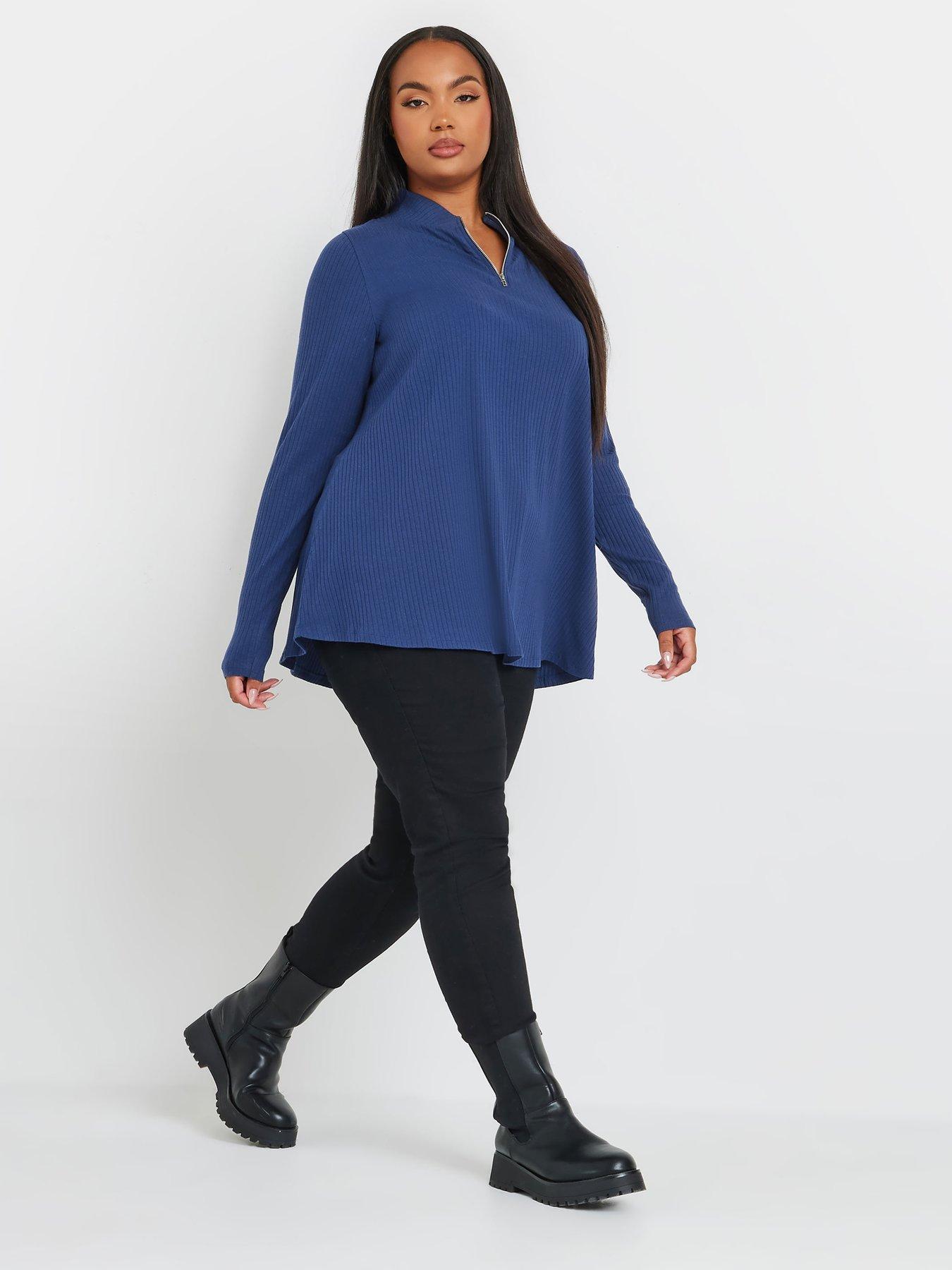 yours-curve-quarter-zip-rib-top-blueback