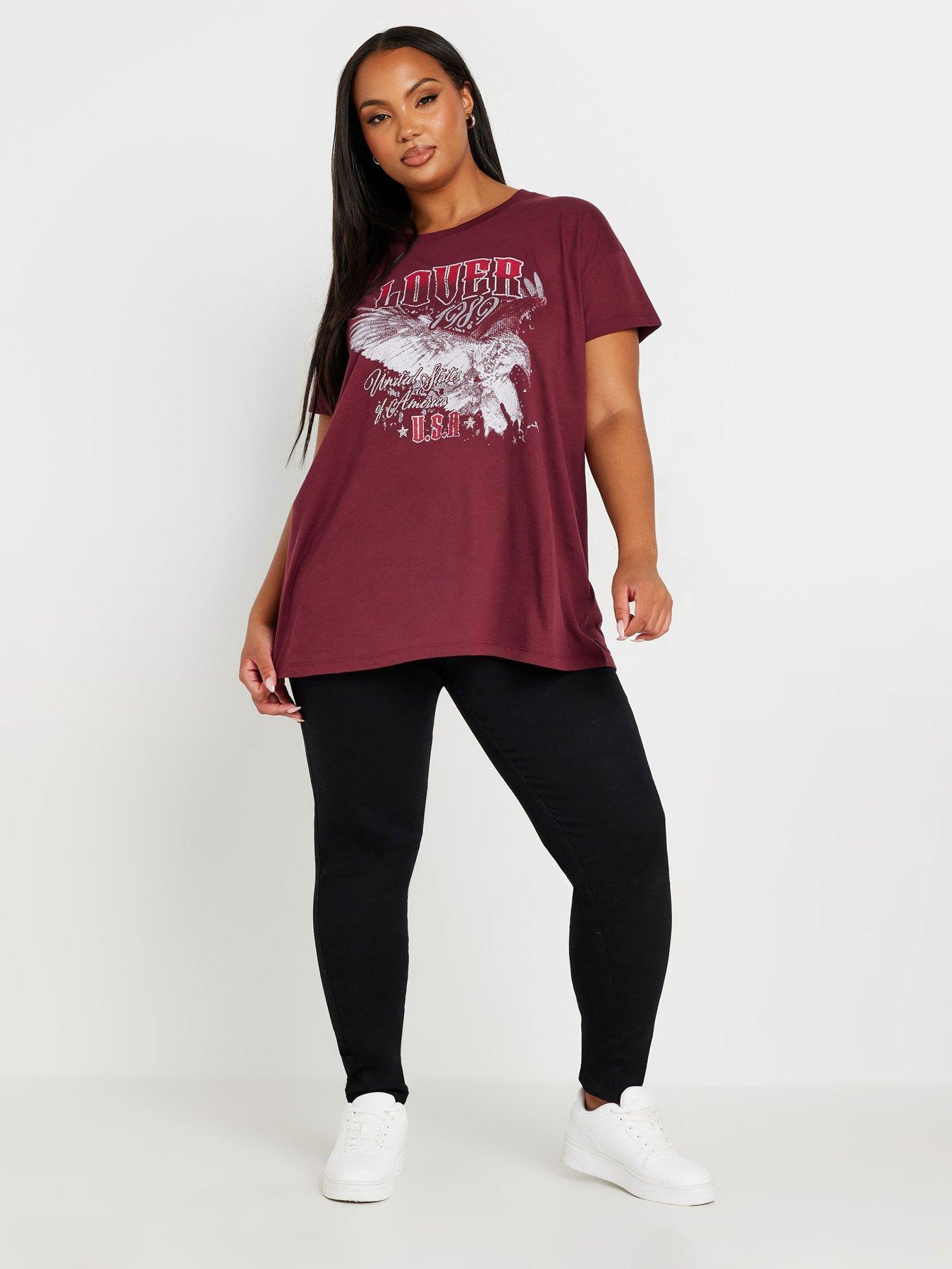 yours-curve-placement-print-t-shirt-redstillFront
