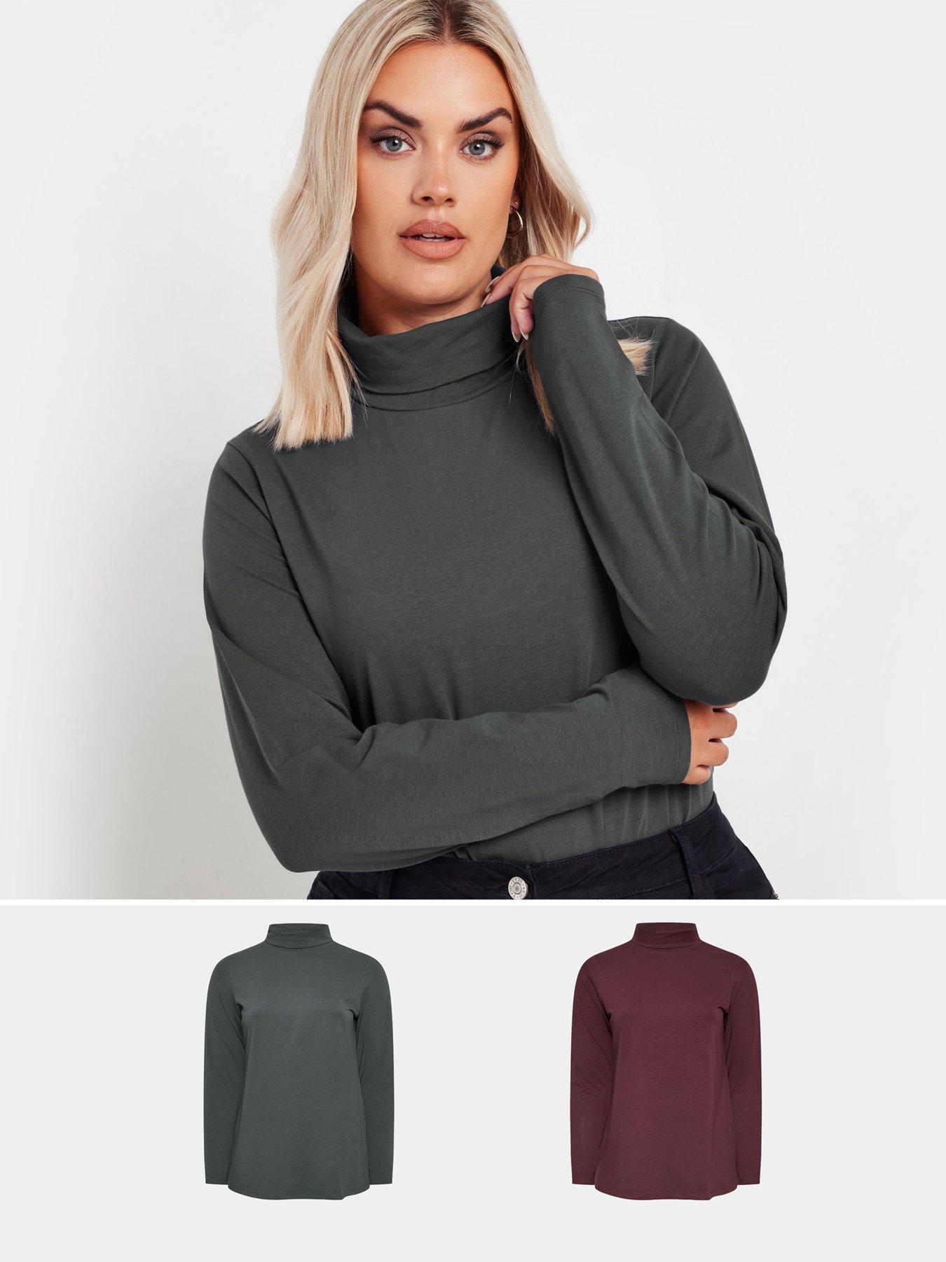 yours-curve-2-pack-of-long-sleeve-turtle-neck-jumpers--grey