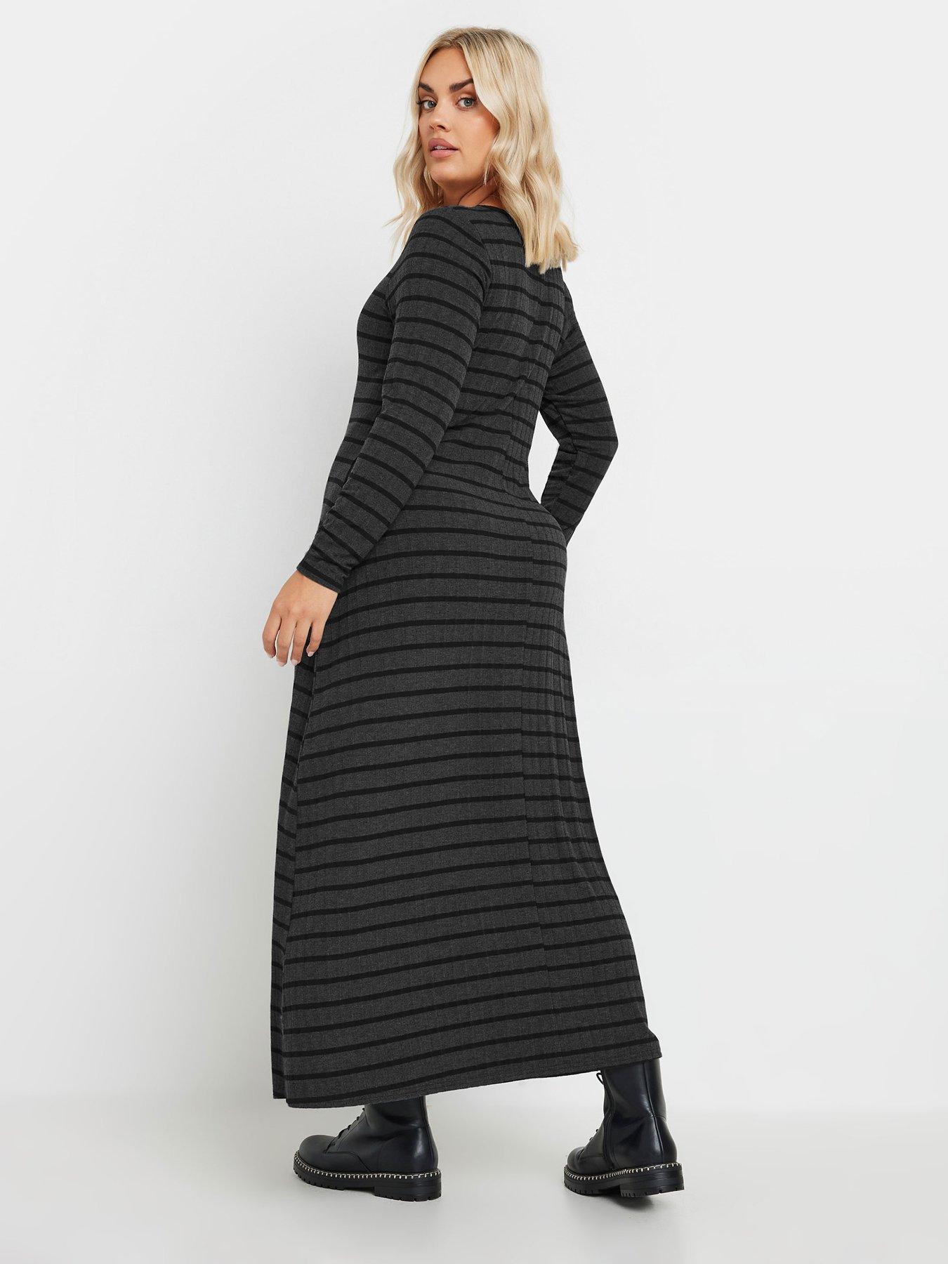 yours-curve-flare-rib-dress-greystillFront