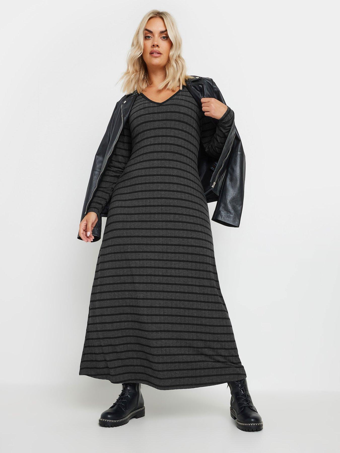 yours-curve-flare-rib-dress-greyback