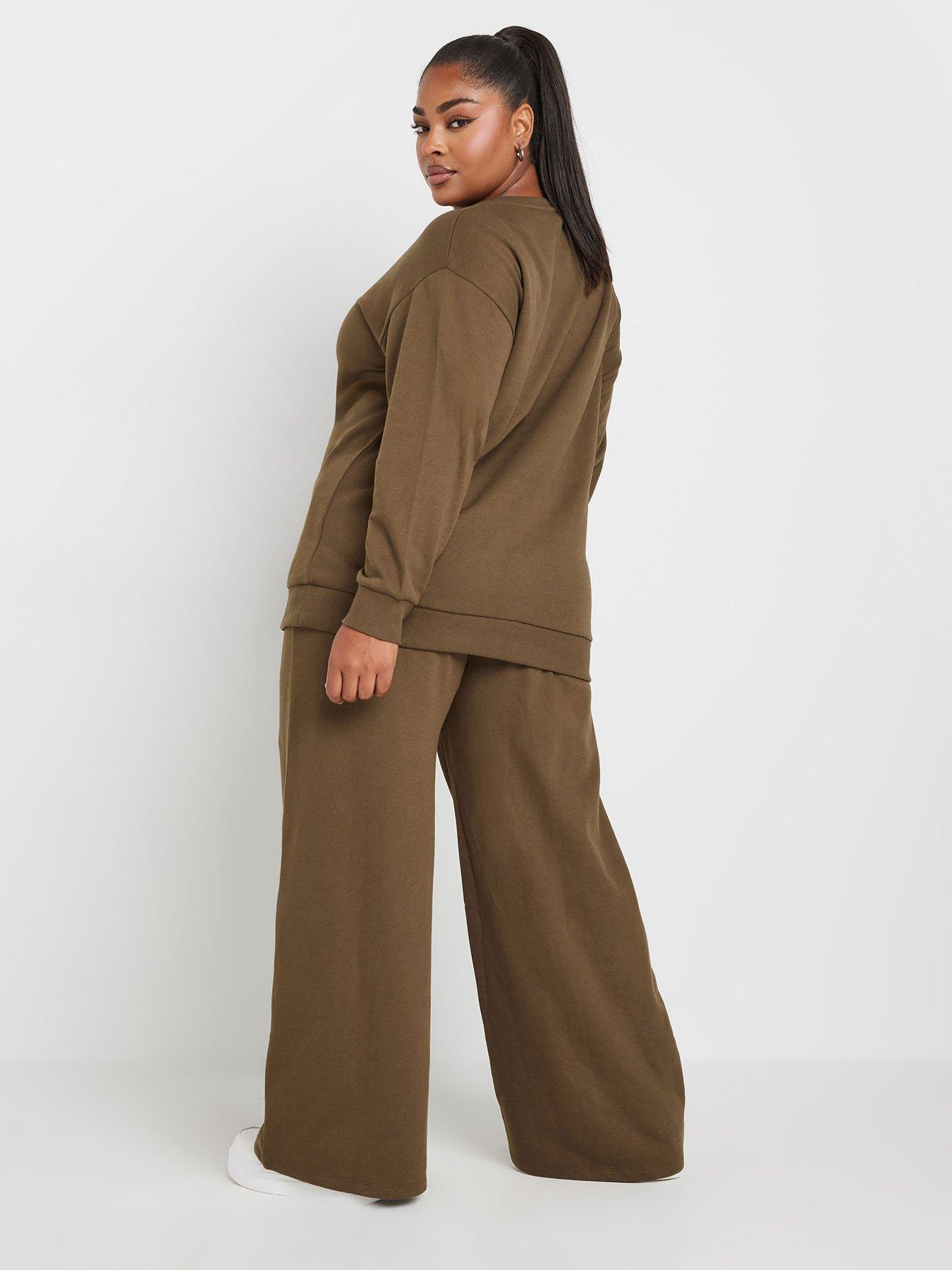 yours-curve-crew-neck-sweatshirt-with-wide-leg-jogger-set-brownstillFront