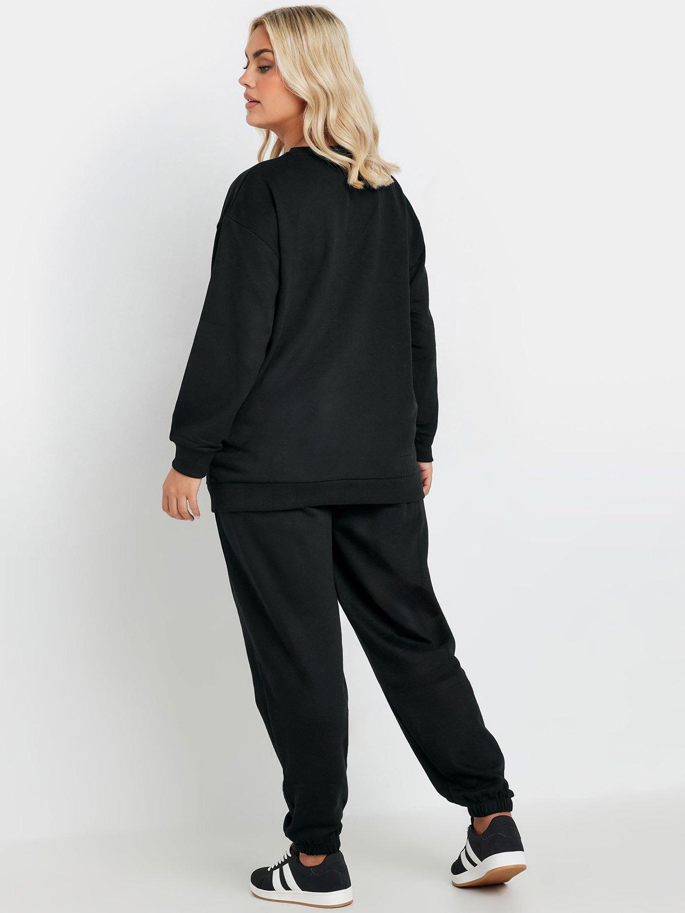 yours-curve-crew-neck-sweatshirt-with-cuffed-jogger-set-blackstillFront