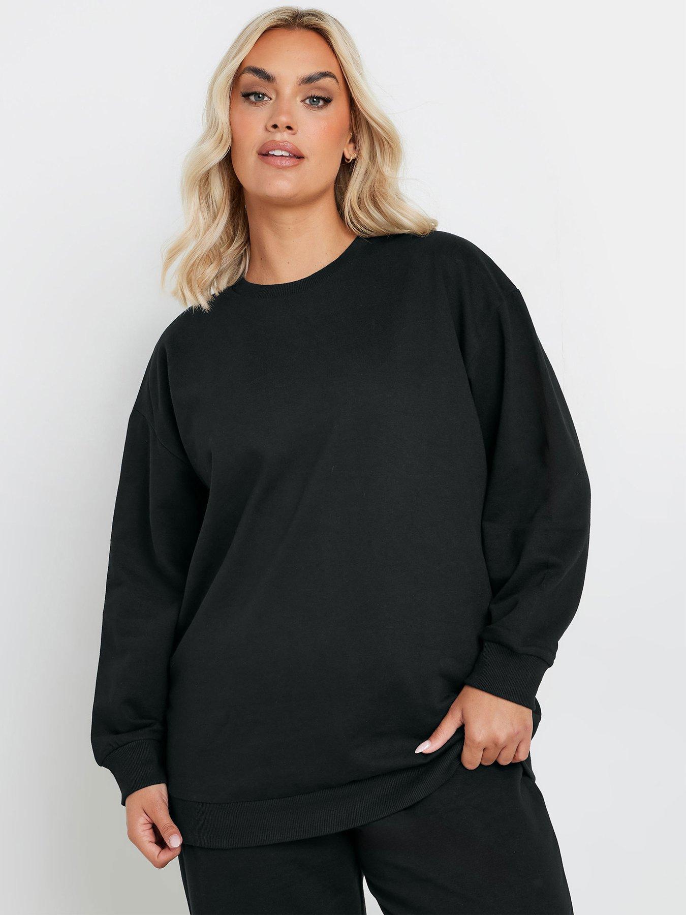 yours-curve-crew-neck-sweatshirt-with-cuffed-jogger-set-blackoutfit