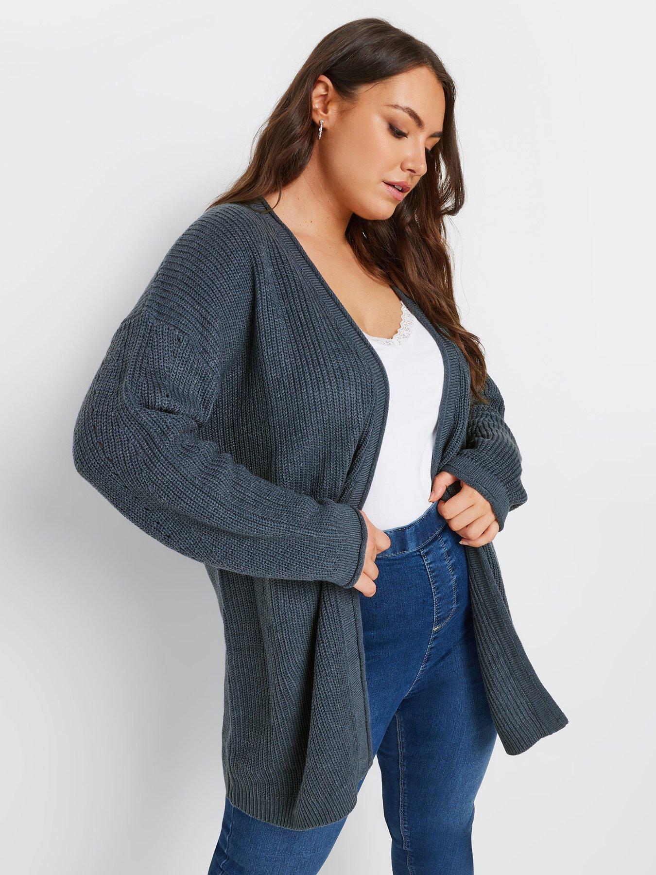 yours-curve-long-sleeve-cardigan-blue