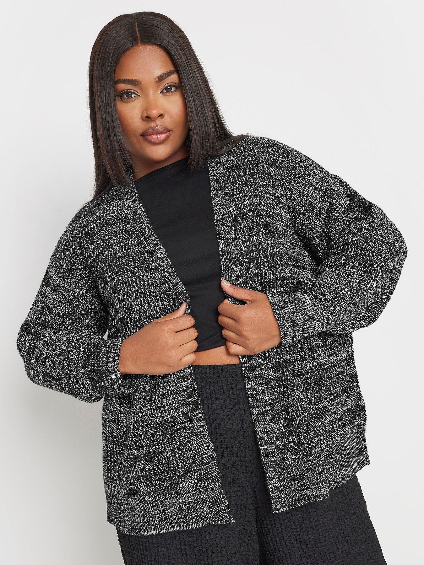 yours-curve-short-balloon-sleeve-cardigan-grey