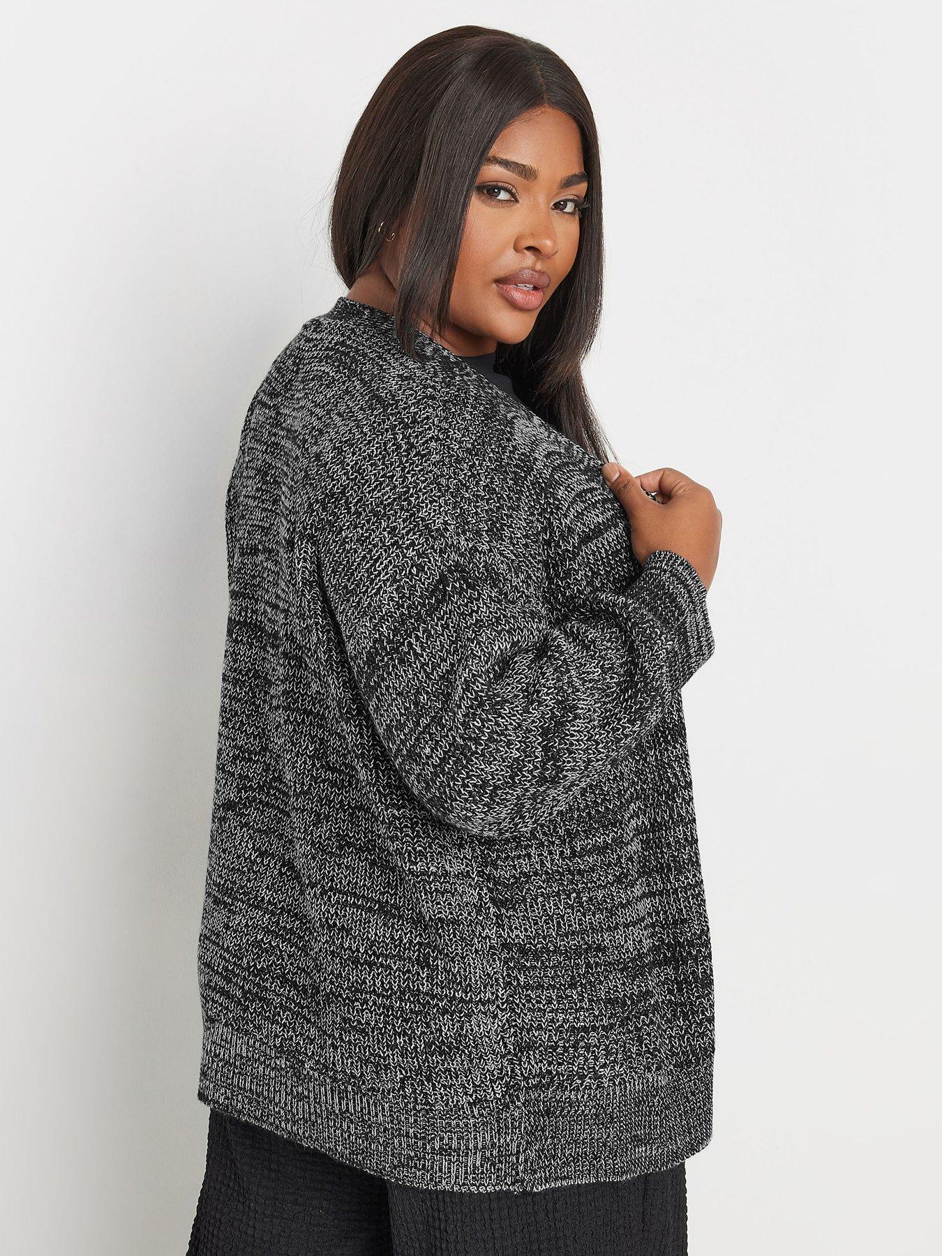 yours-curve-short-balloon-sleeve-cardigan-greystillFront