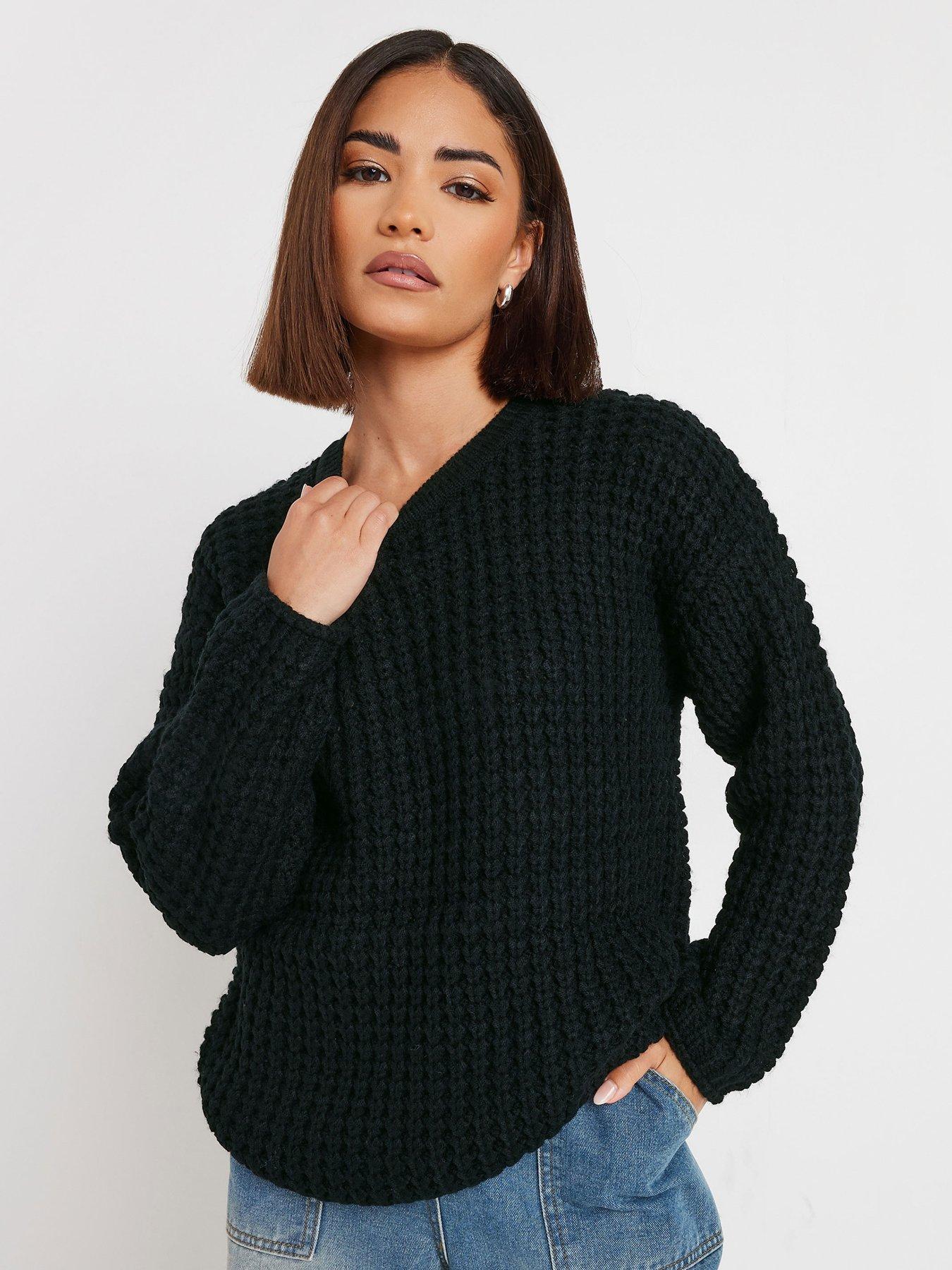 pixiegirl-petite-waffle-knit-jumper-black