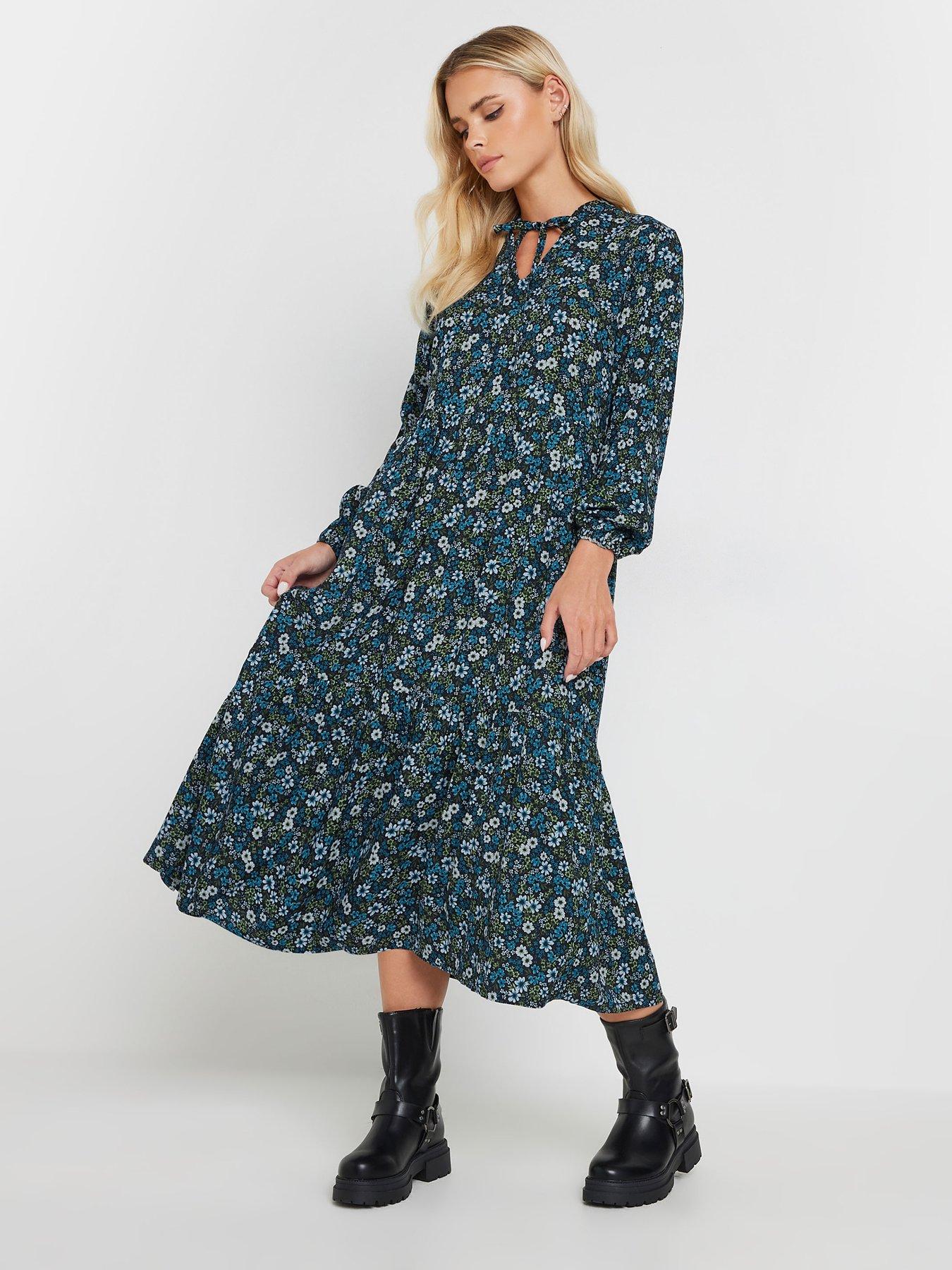 pixiegirl-petite-floral-tie-neck-midi-dress