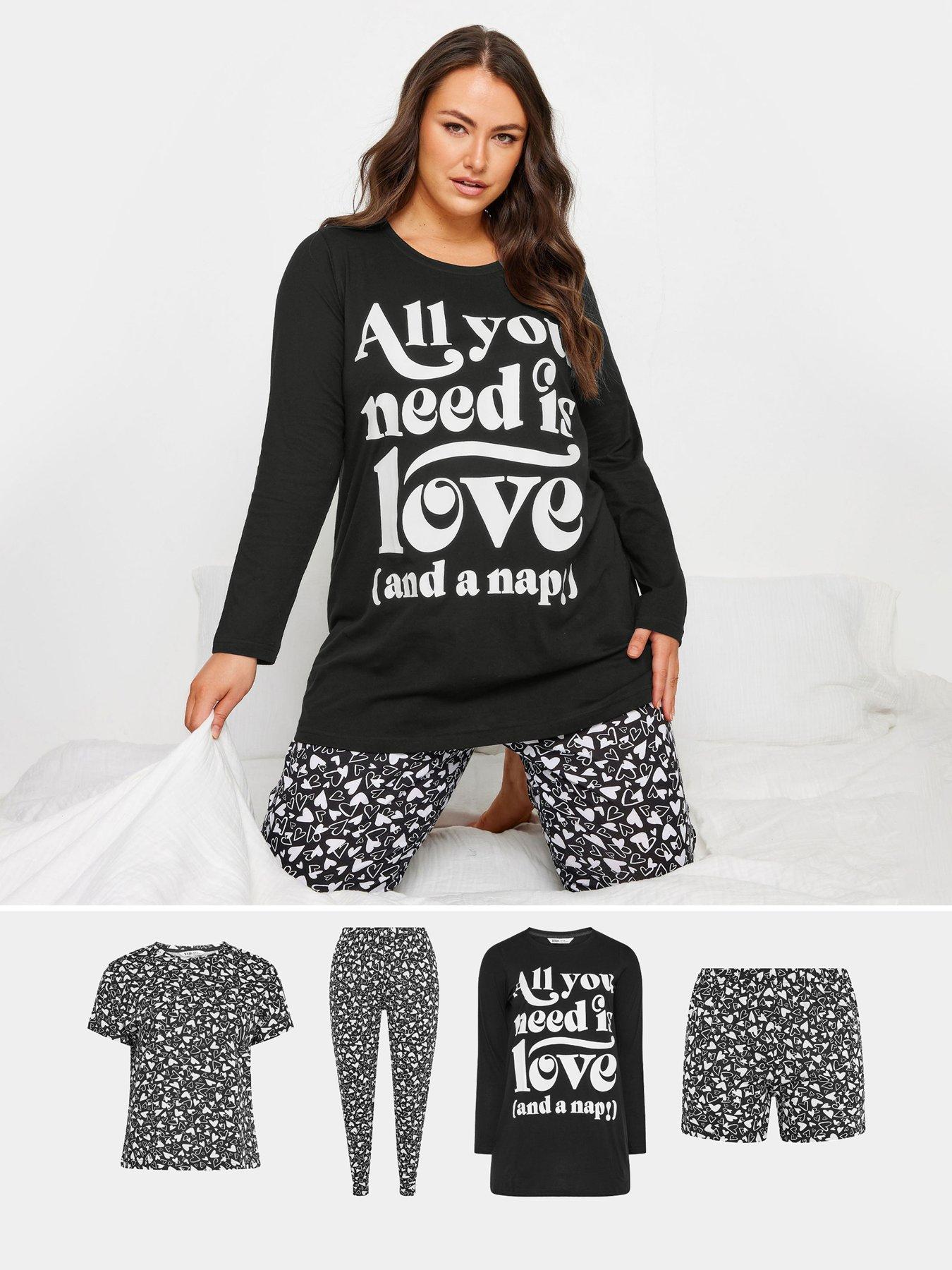 yours-curve-4-pack-love-and-nap-long-sleeve-pj-set-black