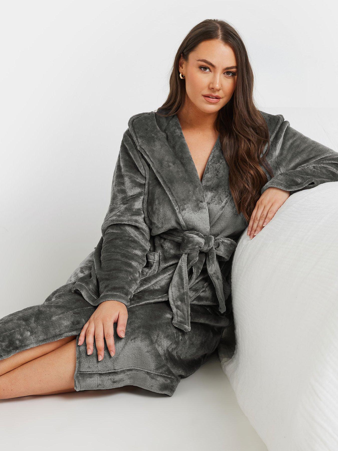 Image 3 of 4 of Yours Curve Hooded Robe - Grey