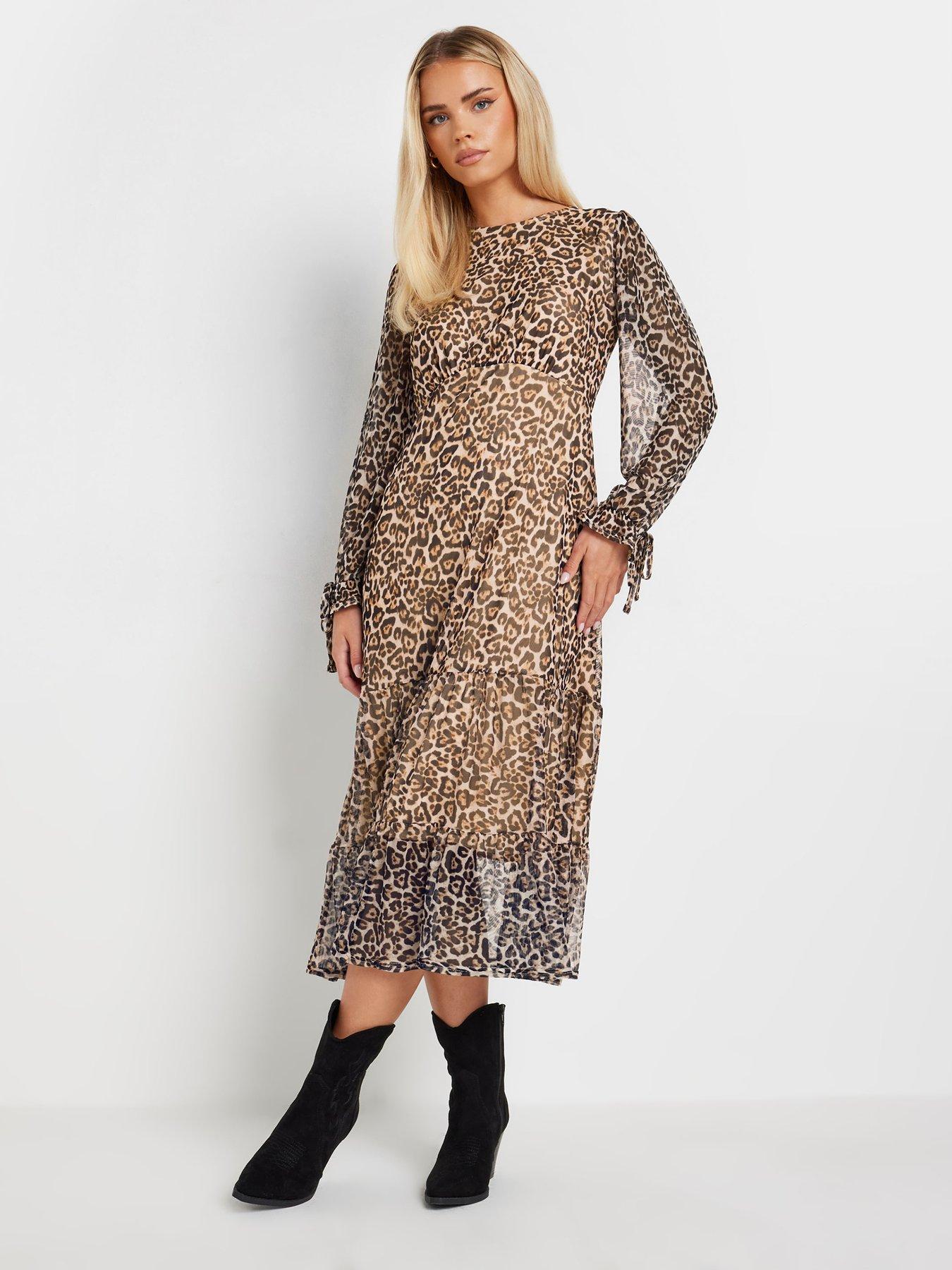 pixiegirl-petite-animal-long-sleeve-mesh-tiered-midi-dress