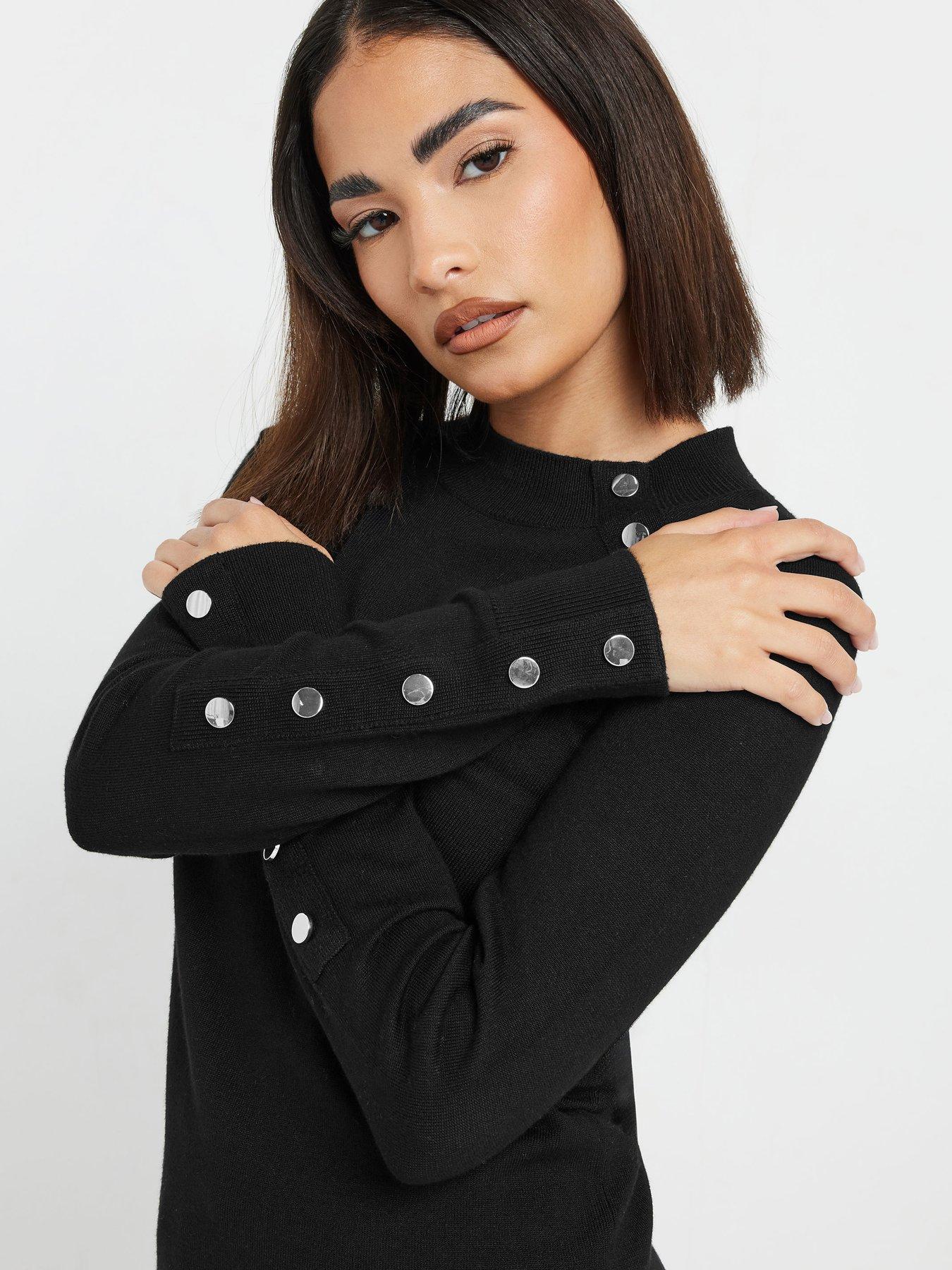 pixiegirl-petite-button-cuff-neck-jumper-blackoutfit