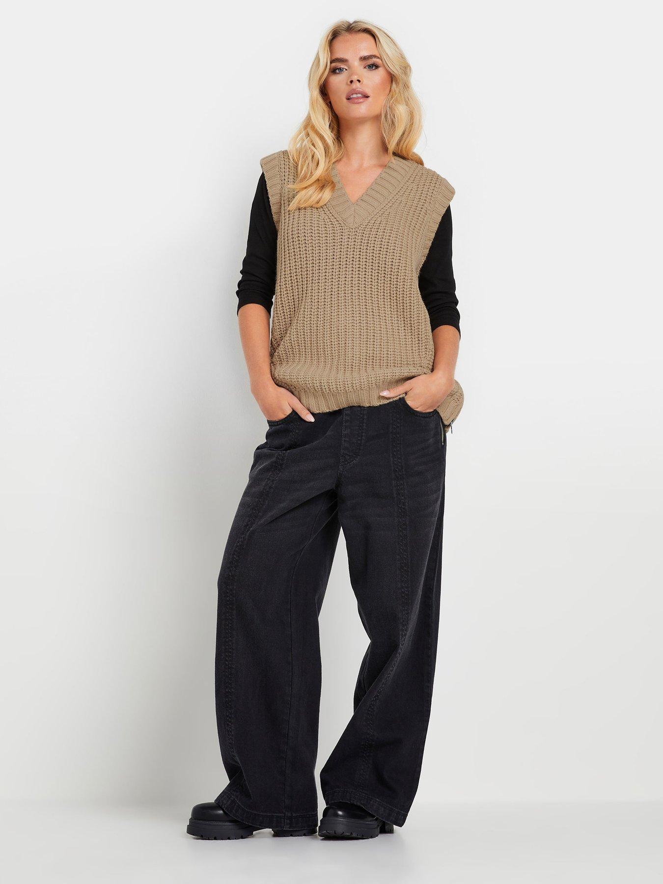 pixiegirl-petite-zip-side-v-neck-tunic-beigeback