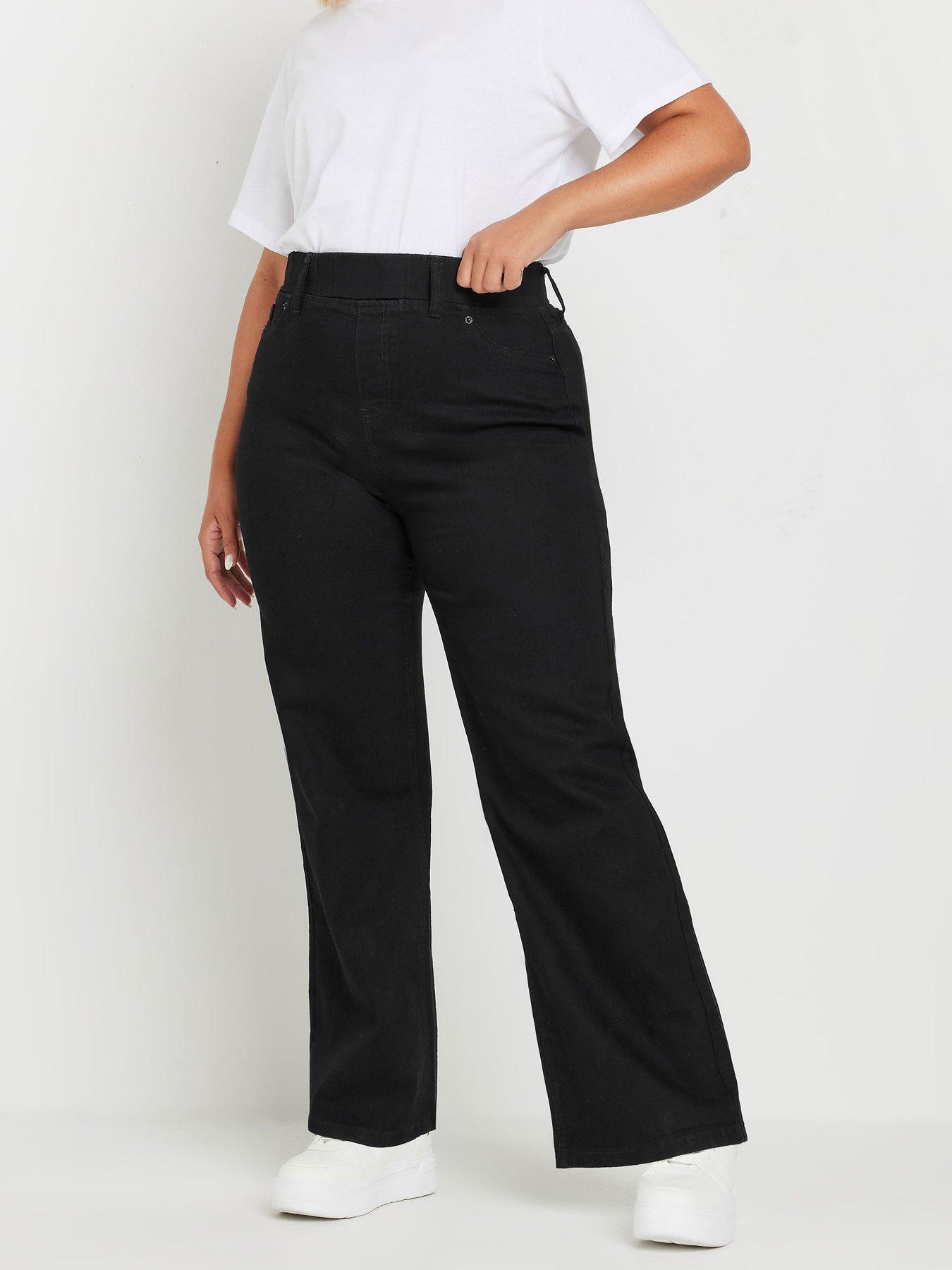 Yours Curve Wide Leg Jeggings - Black