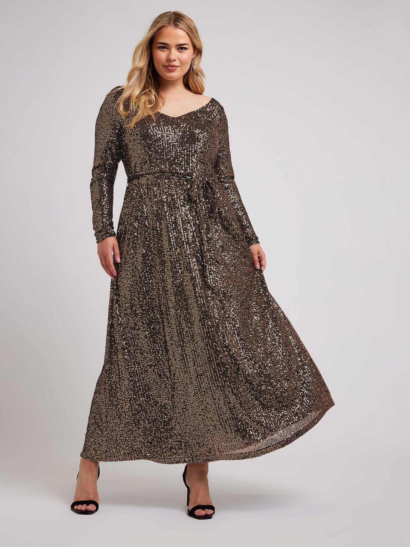 yours-curve-sequin-v-neck-long-sleeve-maxi-dress-gold