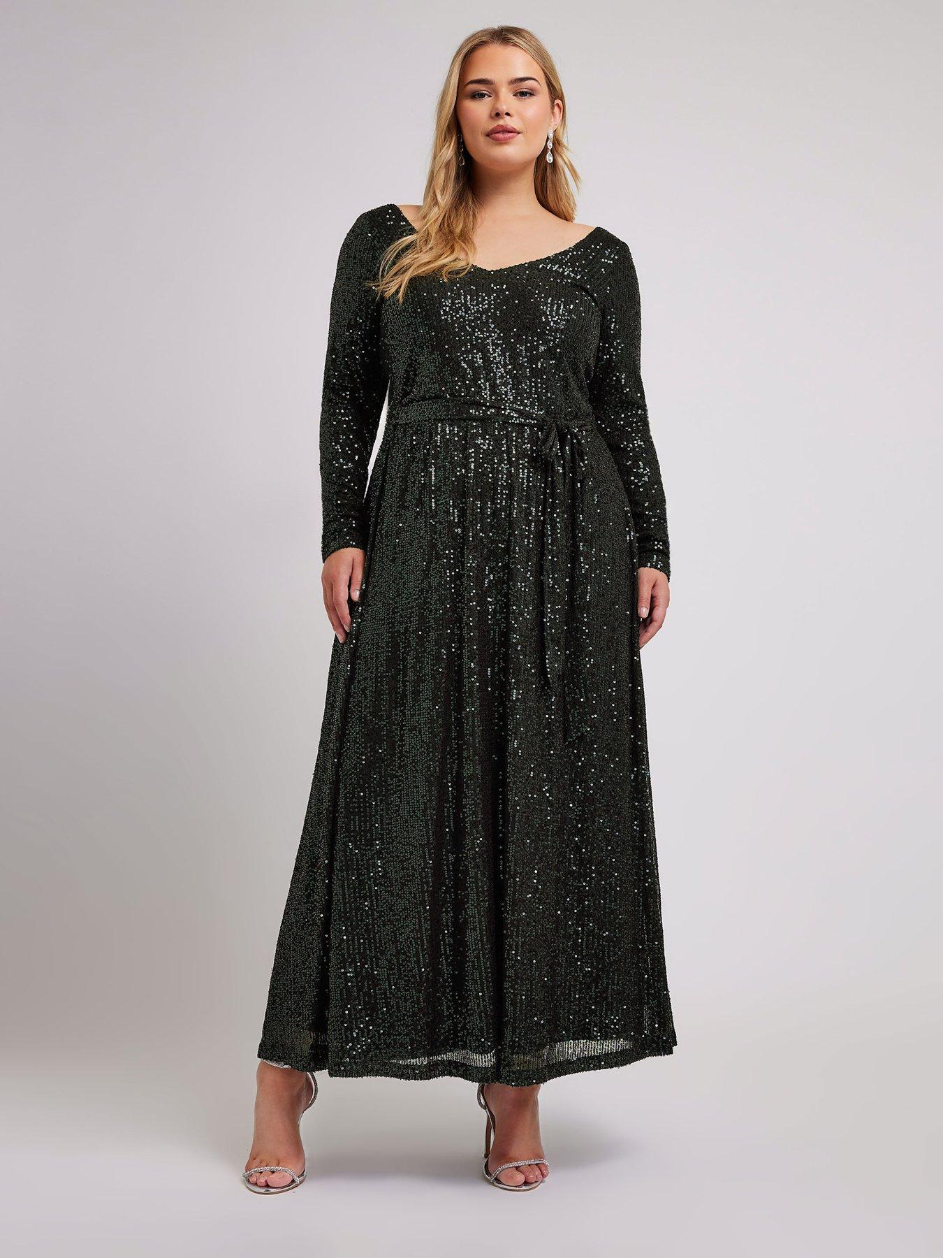 yours-curve-sequin-v-neck-long-sleeve-maxi-dress