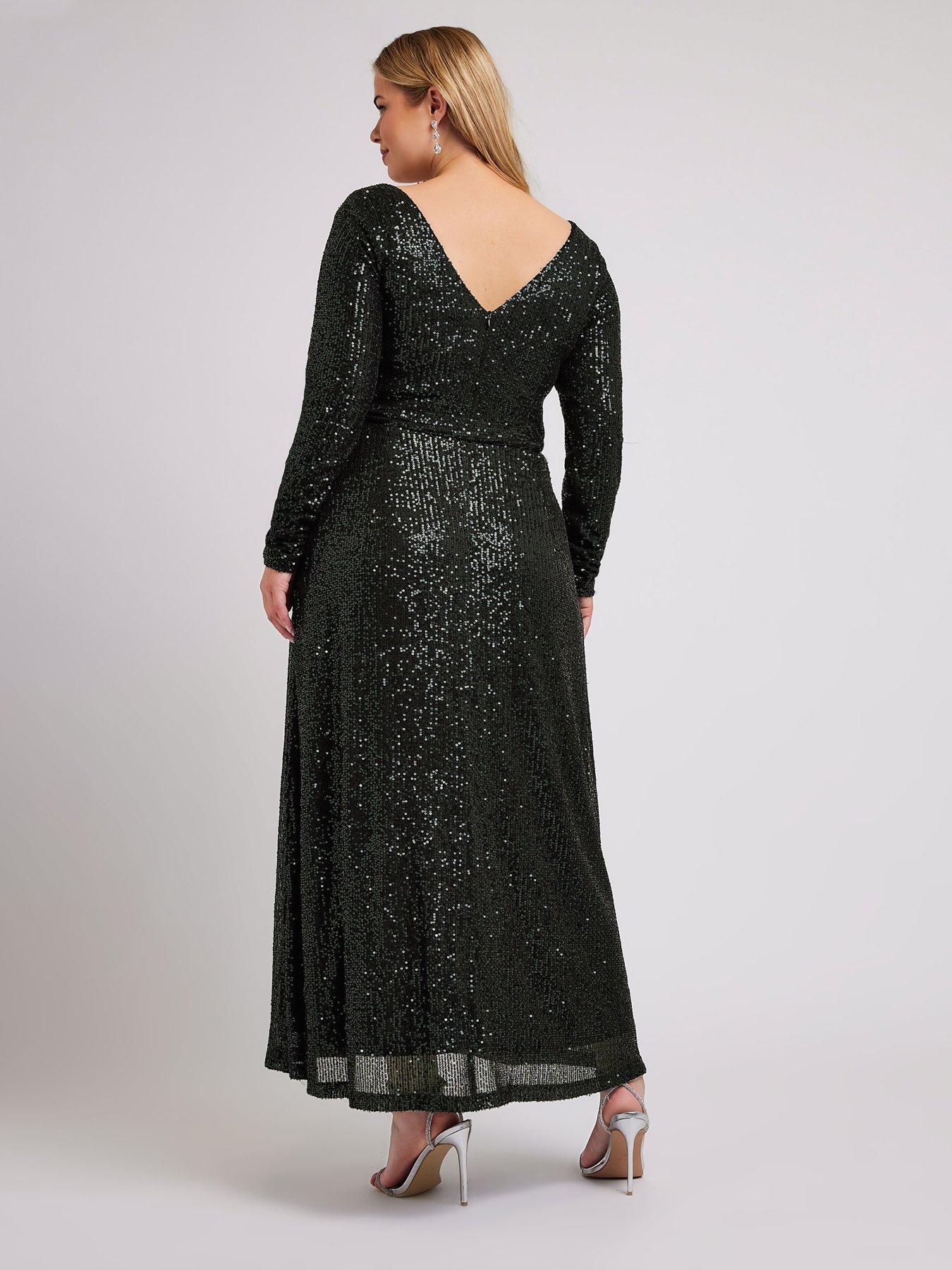 yours-curve-sequin-v-neck-long-sleeve-maxi-dressstillFront