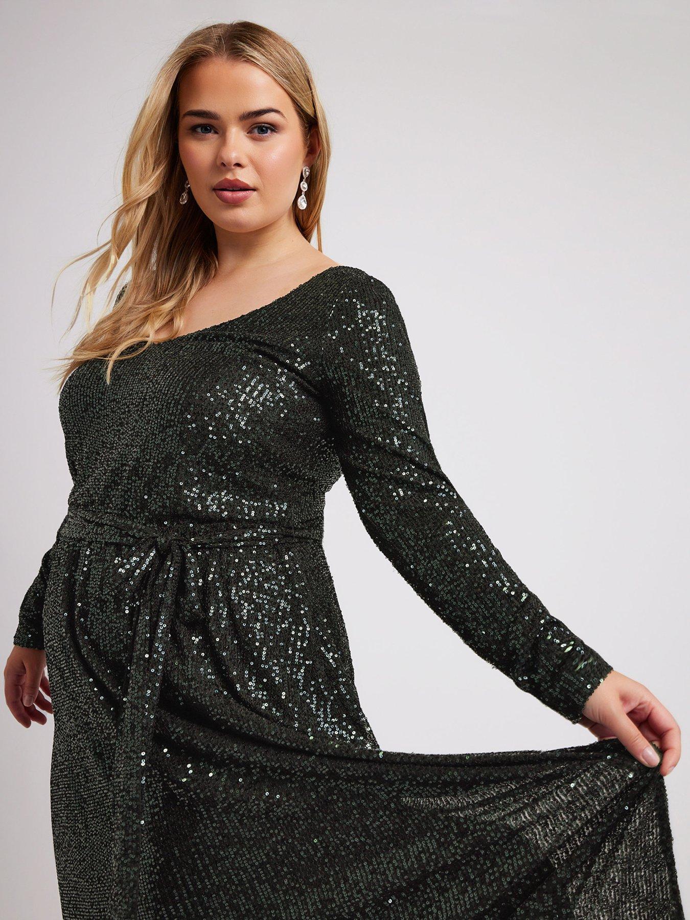 yours-curve-sequin-v-neck-long-sleeve-maxi-dressoutfit