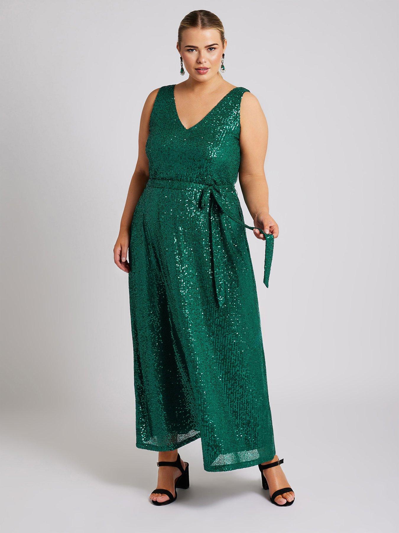 yours-curve-sequin-v-neck-maxi-dress-green