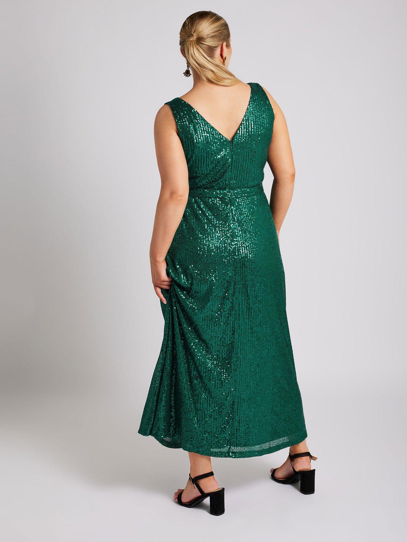 yours-curve-sequin-v-neck-maxi-dress-greenstillFront