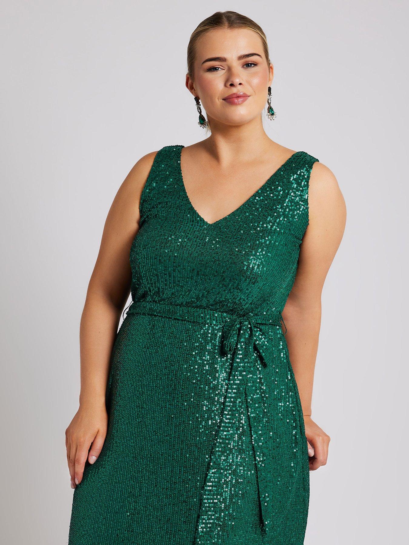 yours-curve-sequin-v-neck-maxi-dress-greenoutfit
